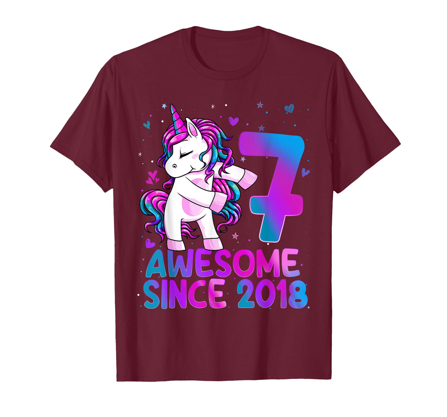 Flossing Unicorn 7 Year Old 7th Birthday Girl Unicorn Party T-Shirt