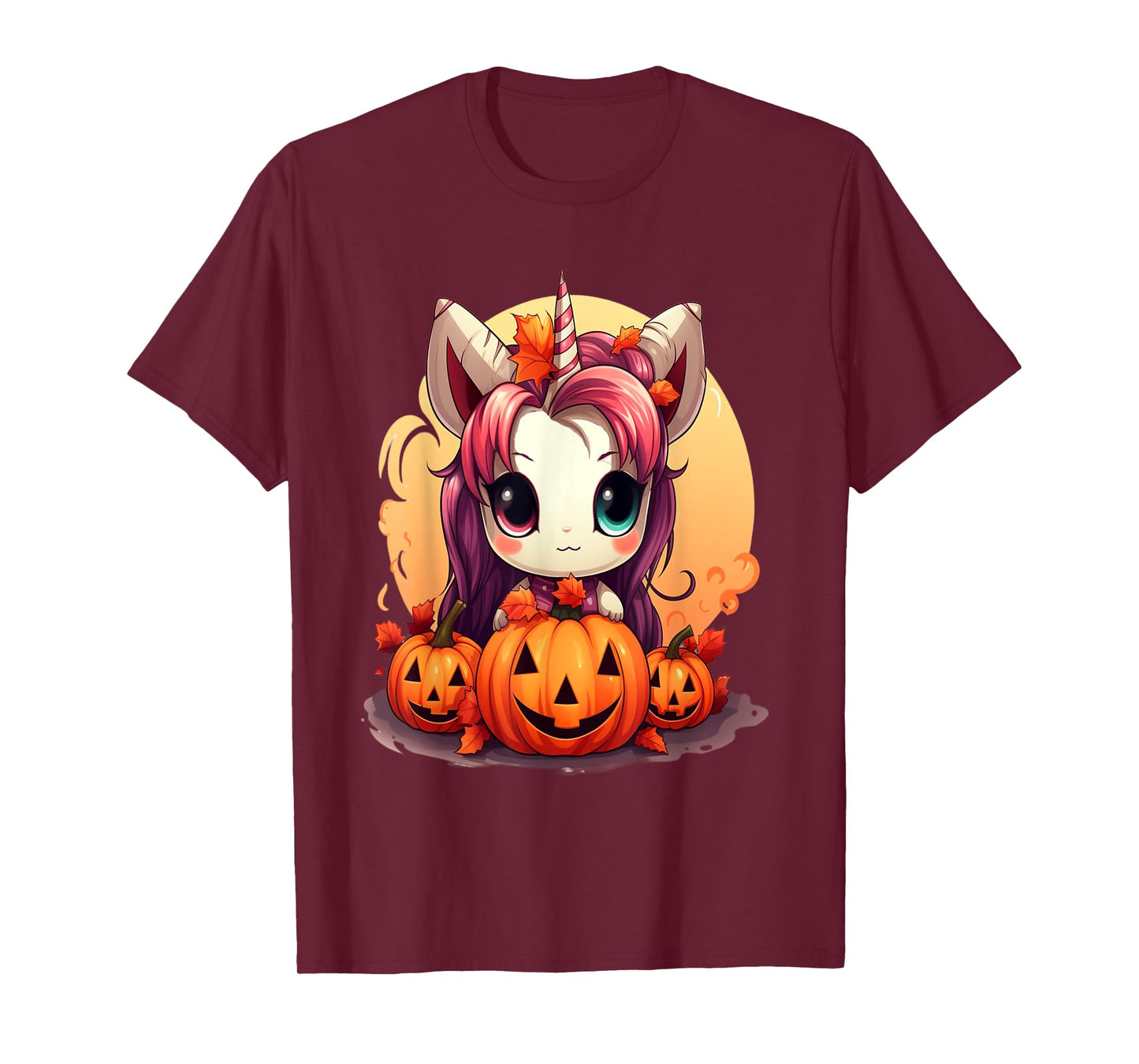 Autumn Halloween costume kawaii pumpkin unicorn magic T-Shirt