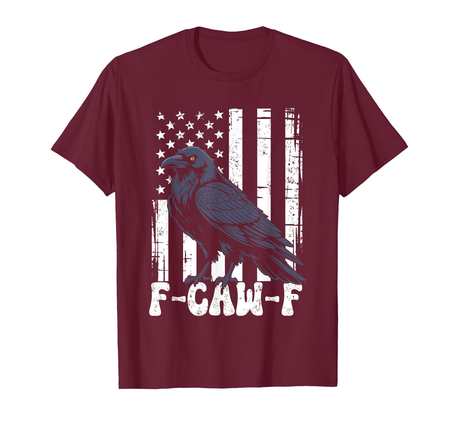f caw f Black Crow Black Bird Retro USA Flag Vintage F-Caw-F T-Shirt