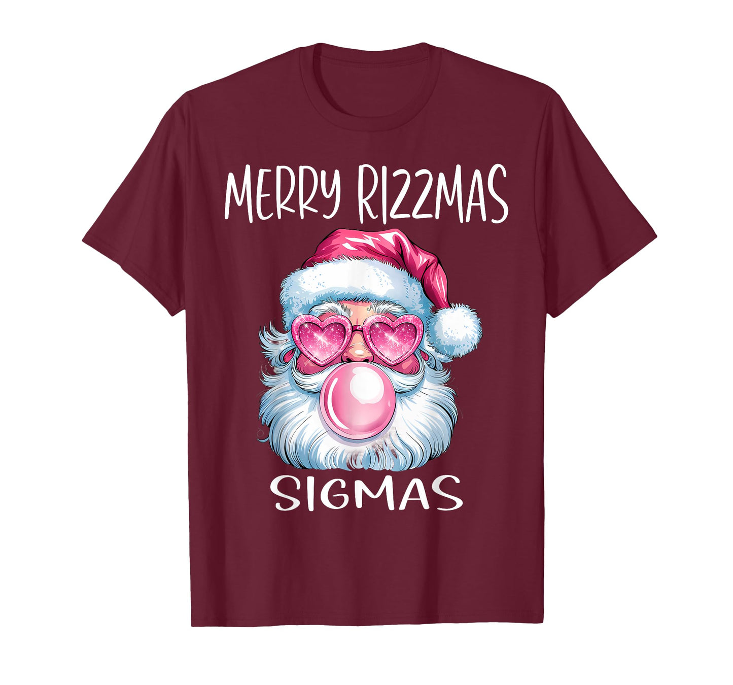 Merry RizzMas Sigmas Xmas With Santa Glasses & Gum For Women T-Shirt