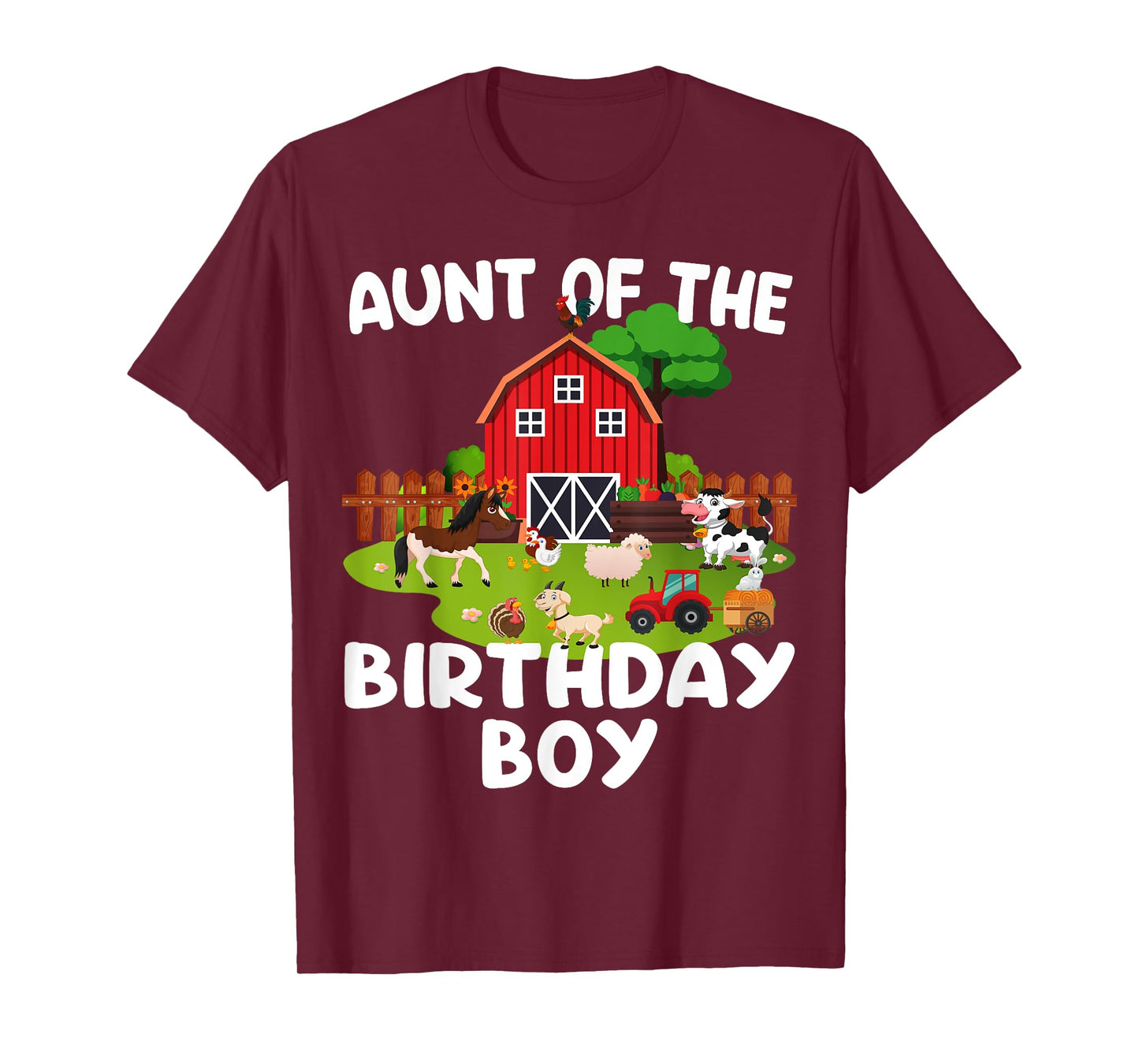 Barnyard Birthday Farm Animals Aunt Birthday Boy T-Shirt