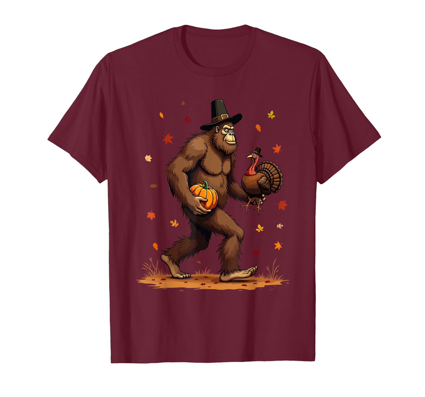 Bigfoot Turkey Thanksgiving Toddler Boys Kids Men Sasquatch T-Shirt