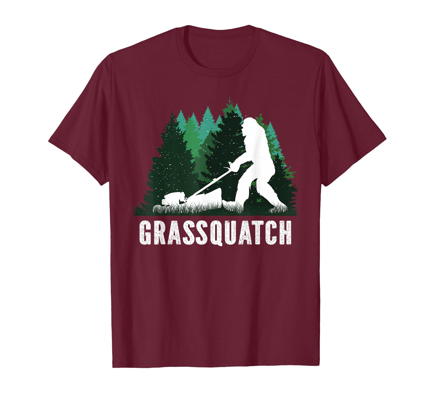 Lawn Mower Mowing Dad Landscaper Bigfoot Yeti Sasquatch T-Shirt