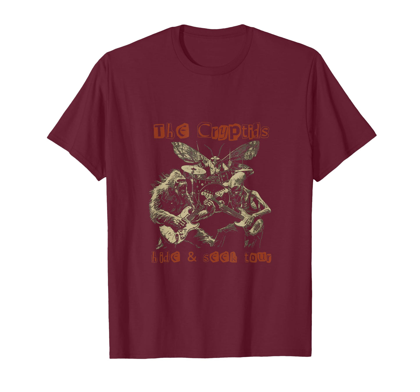The Cryptids Hide & Seek Tour CryptidBigfoot Mothman UFO T-Shirt