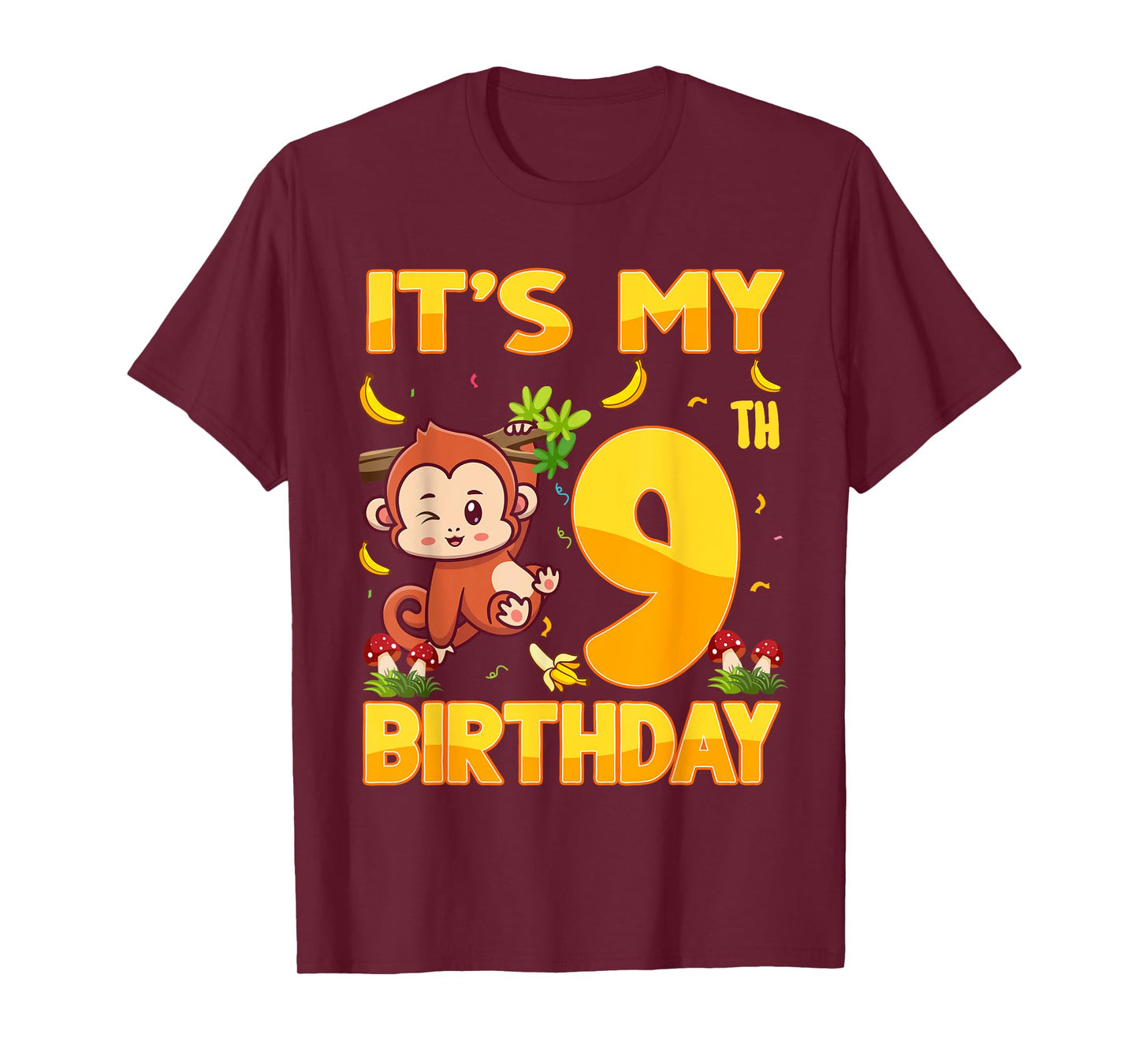 It's My 9th Birthday Monkey 9 Year Old Bday Party Kid Boy Gi T-Shirt