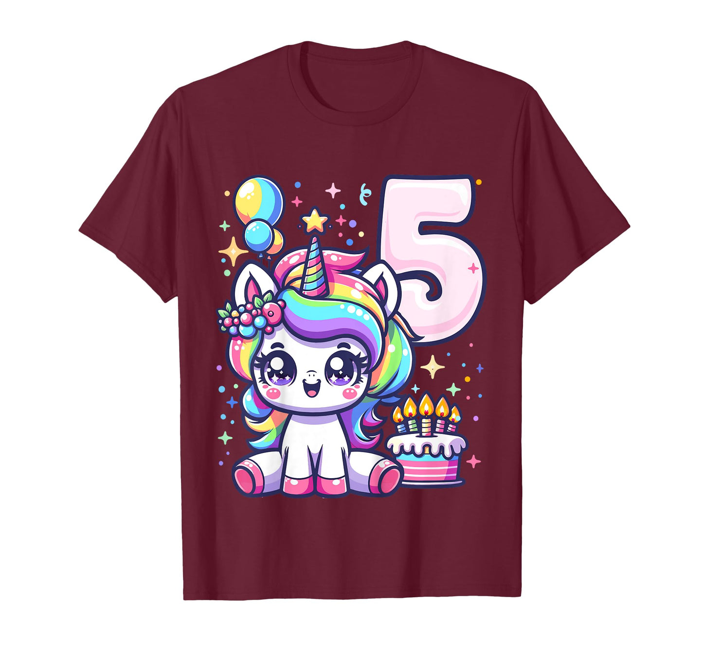 Kids Unicorn 5th Birthday 5 Year Old Unicorn Party Girls Outfit T-Shirt