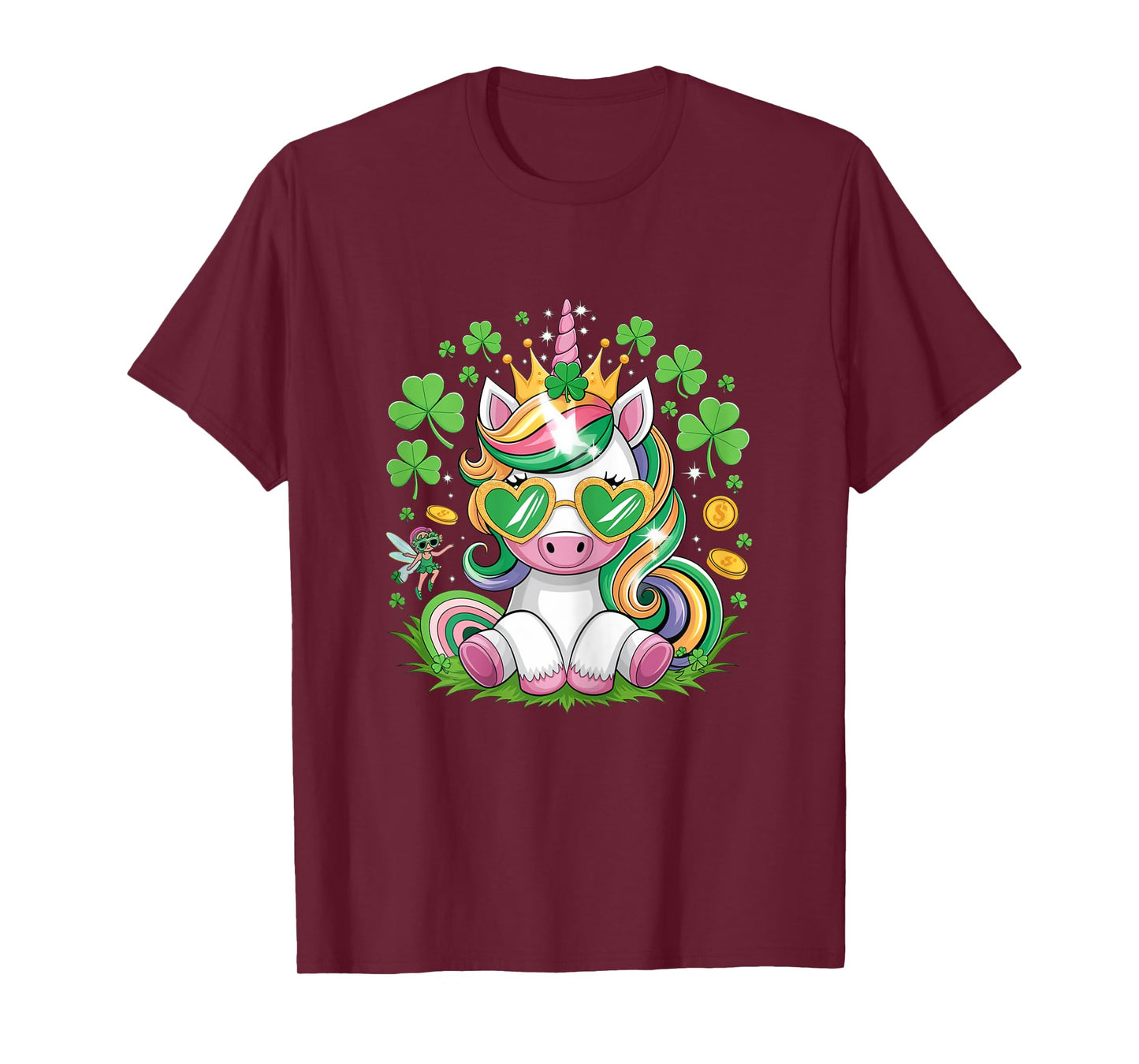 Cute Unicorn Shamrock St Patricks Day Girls Kids Lepricorn T-Shirt