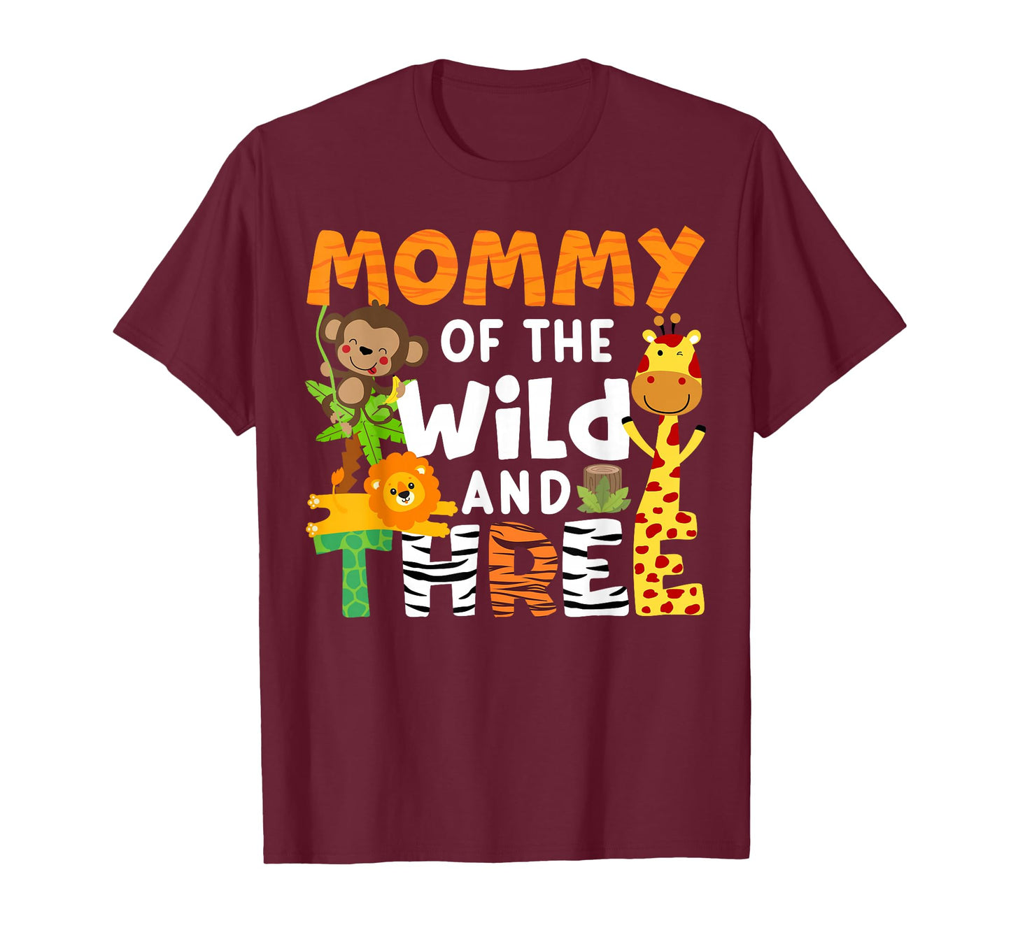 Mommy Of The Wild and Three Zoo Birthday Party Safari Theme T-Shirt