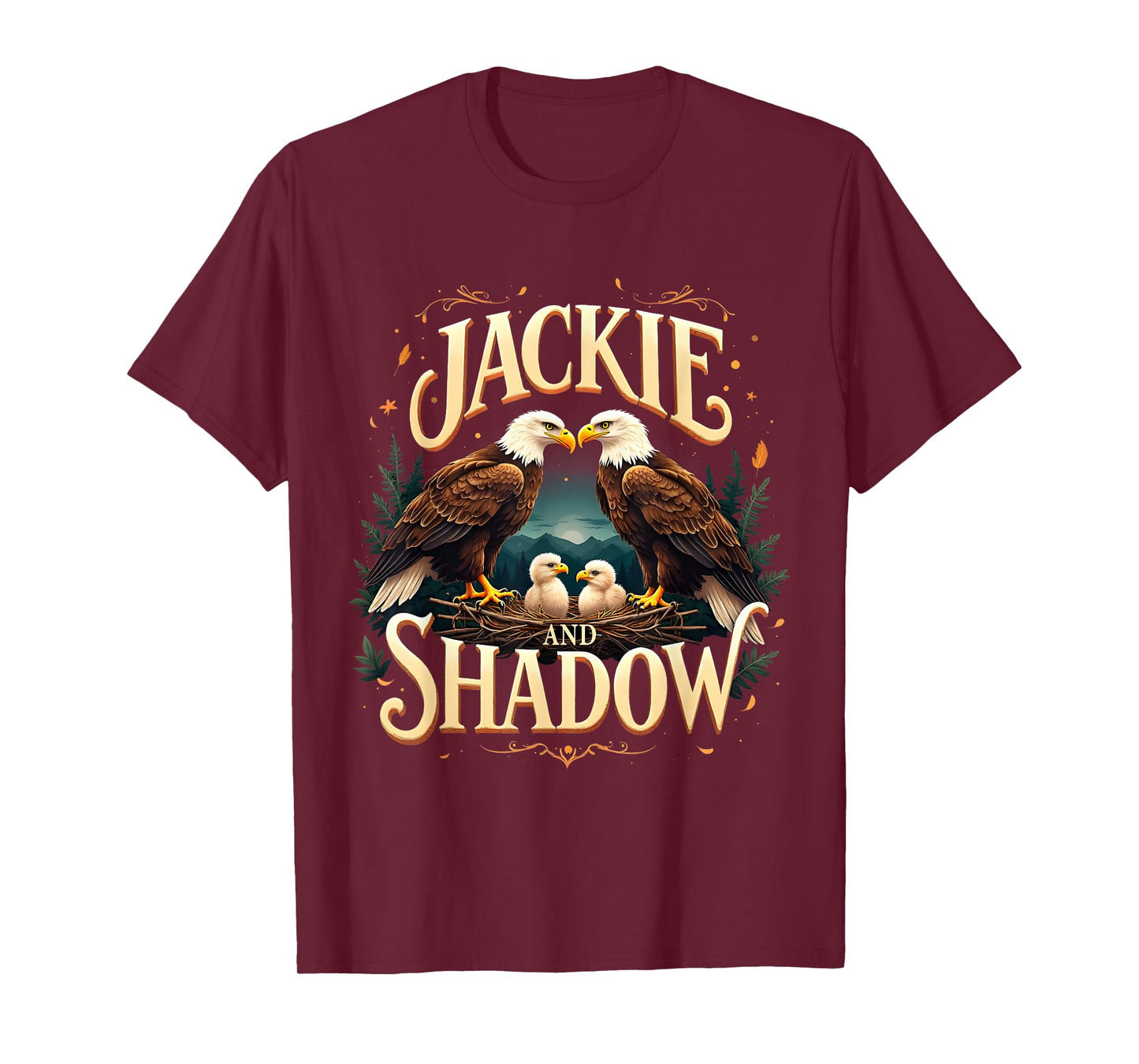 Vintage Jackie and Shadow Bald Eagle Family Graphic Design T-Shirt