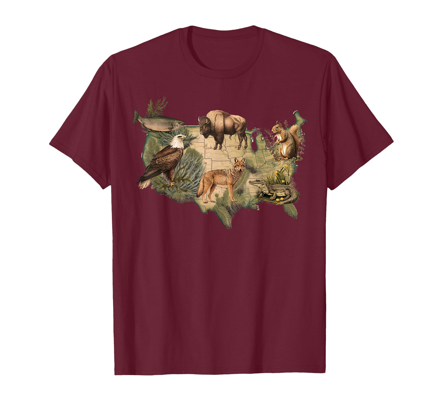 American Wildlife Map T-Shirt
