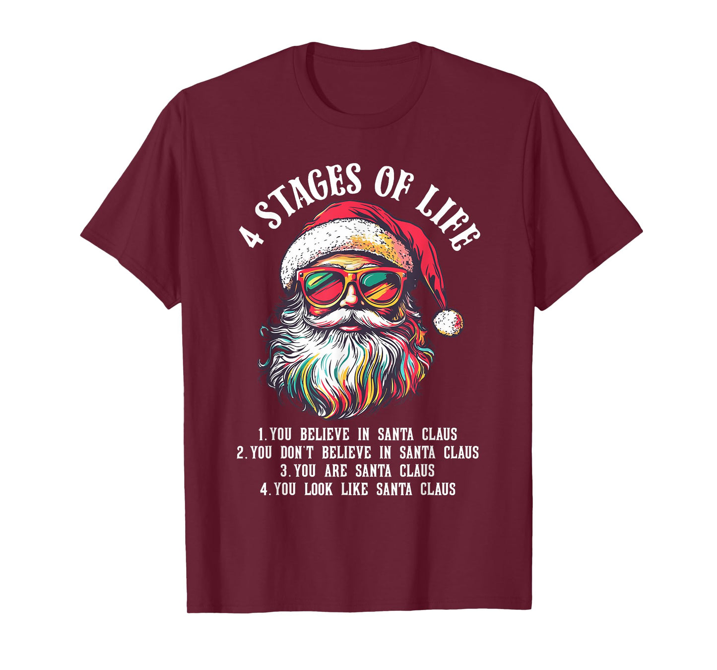 Funny Santa 4 Stages of Life Christmas T-Shirt
