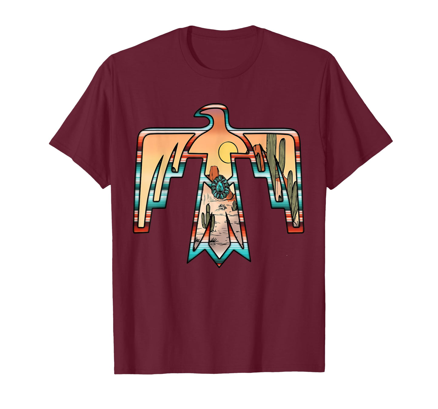 Cute western thunderbird country Aztec cactus women rodeo T-Shirt