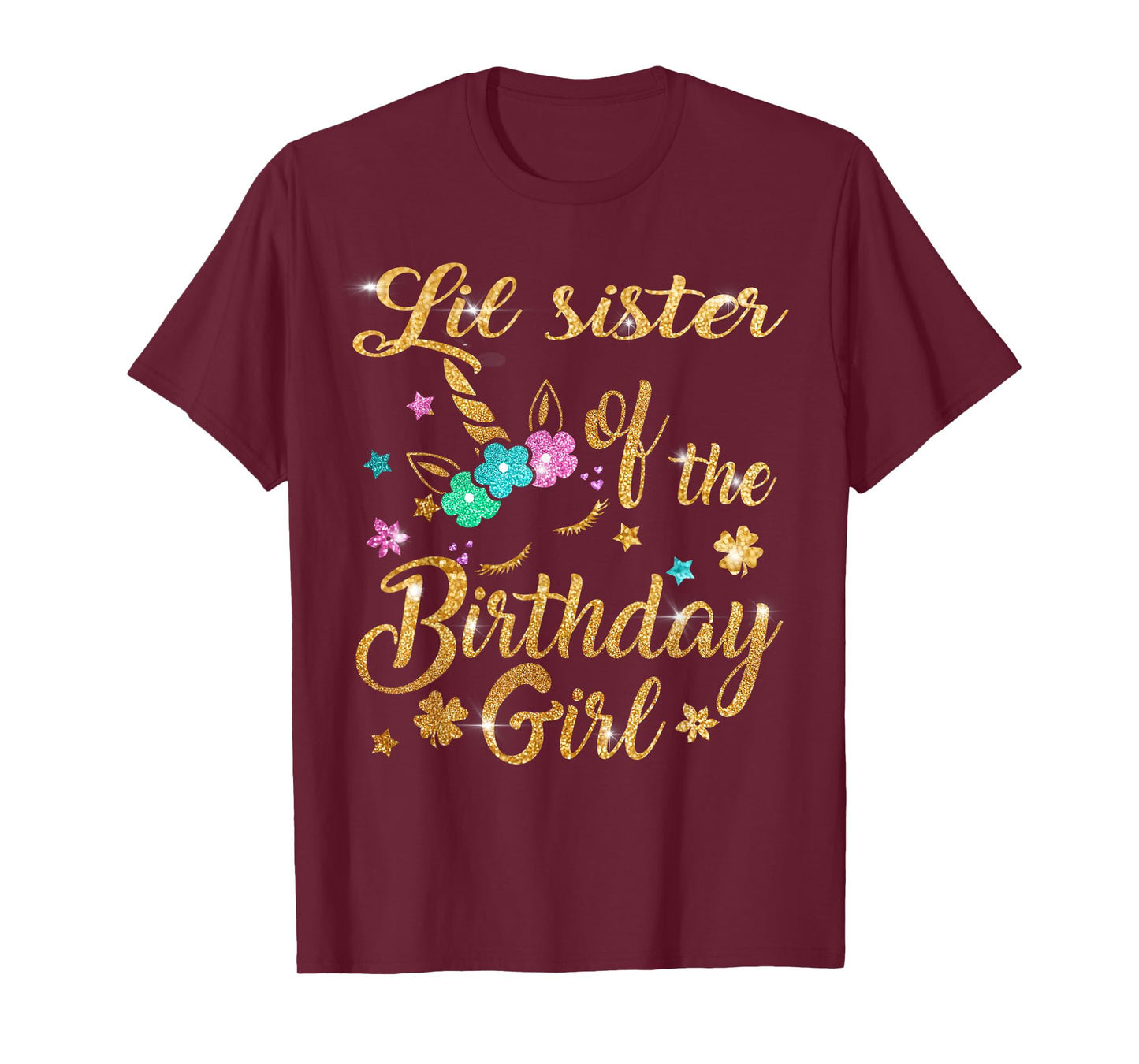 Lil Sister of The Birthday Girl Unicorn T-Shirt