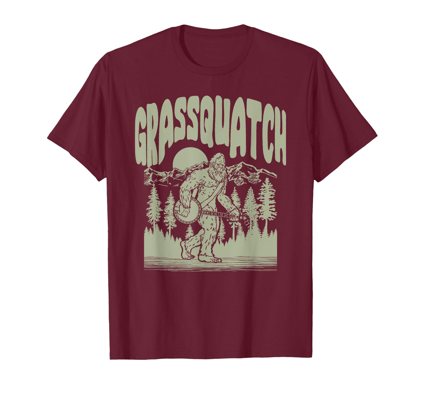 Grassquatch! Funny Bigfoot Banjo Bluegrass Sasquatch Outdoor T-Shirt