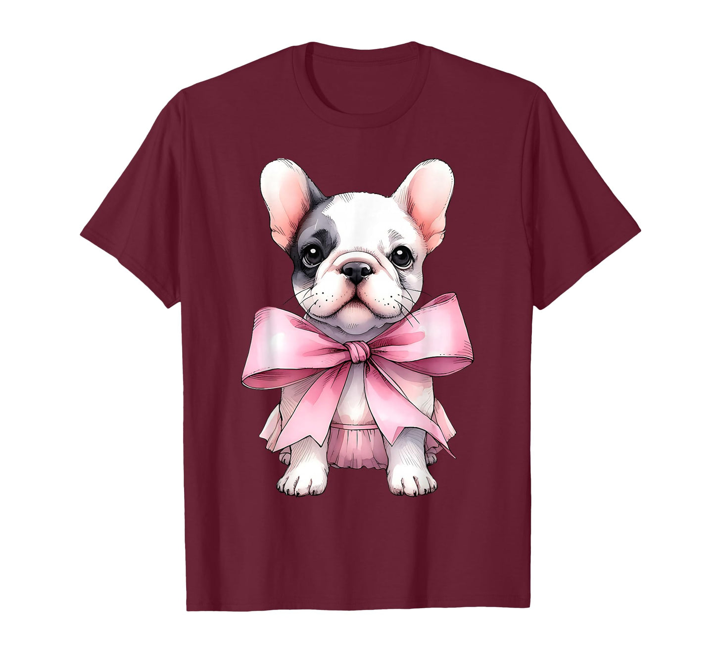Coquette Bow French Bulldog Dog Frenchie Mom Pink Ribbon Mom T-Shirt