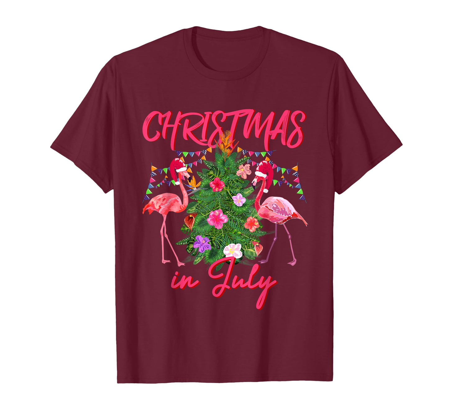 Funny Flamingo Tropical Christmas the Christmas in July T-Shirt