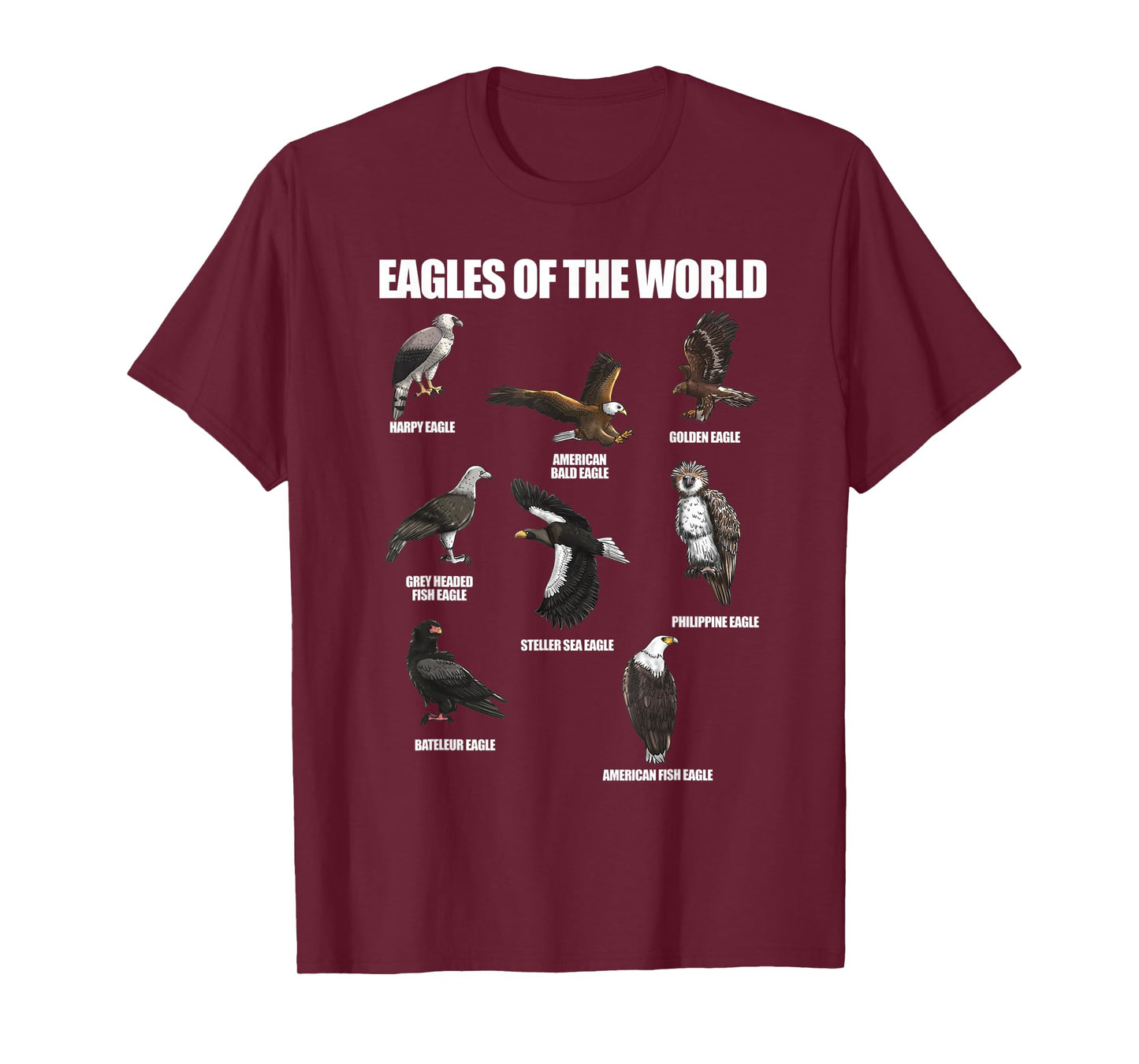 Eagles Of The World Educational Large Bird Animal T-Shirt