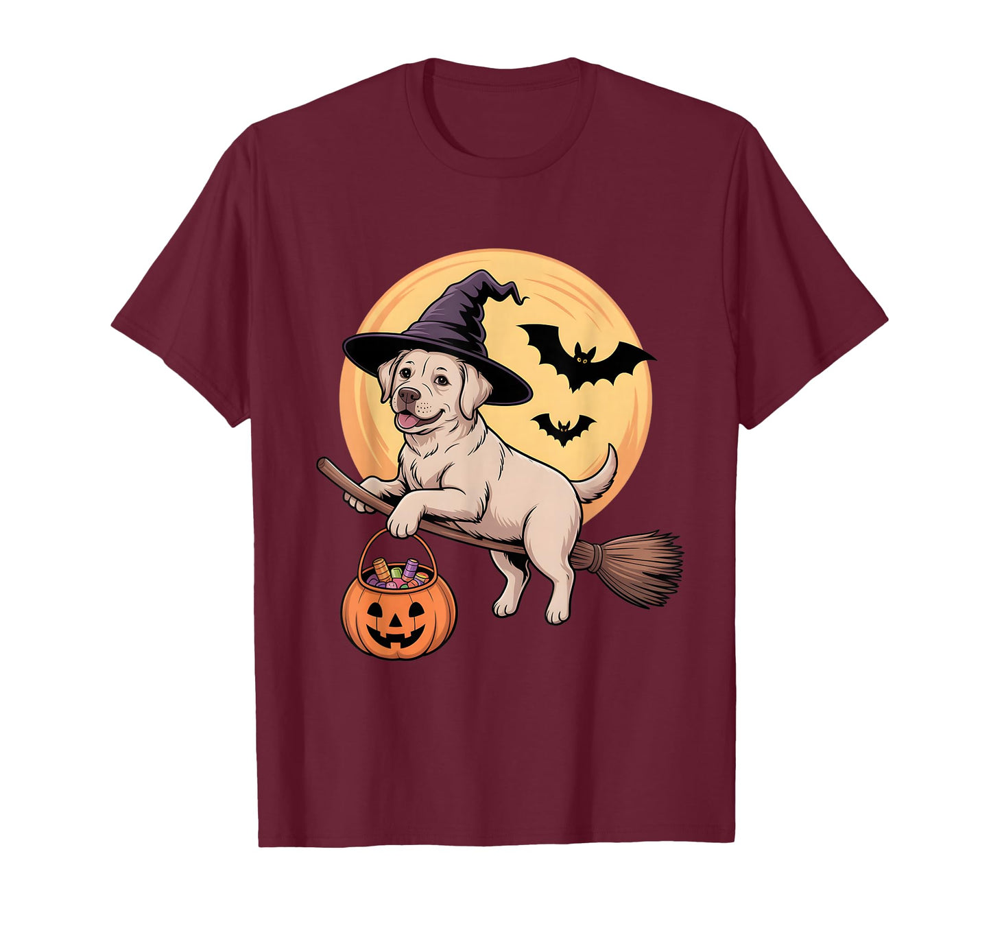 Labrador Retriever Witch Hat Pumpkin Halloween Costume Kids T-Shirt