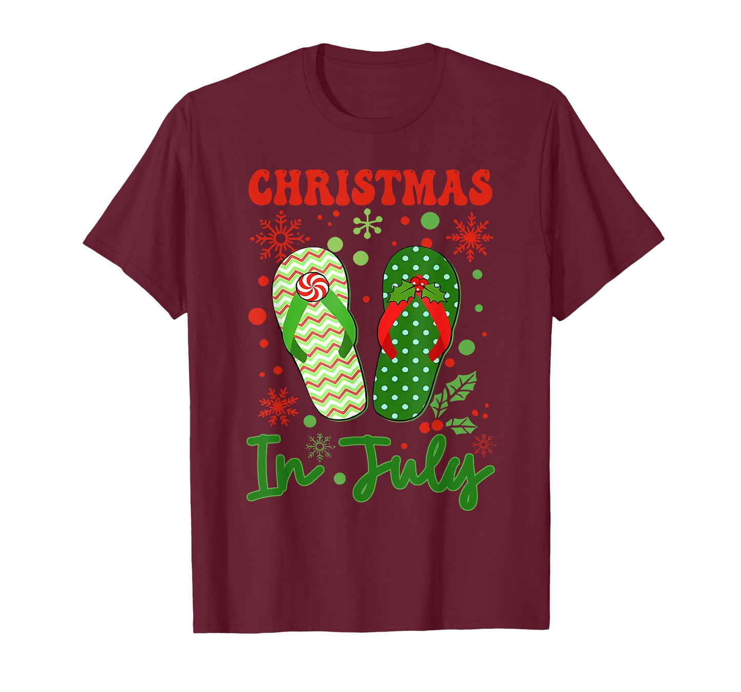 Funny Flip Flops Christmas In July Xmas Beach Vacation T-Shirt