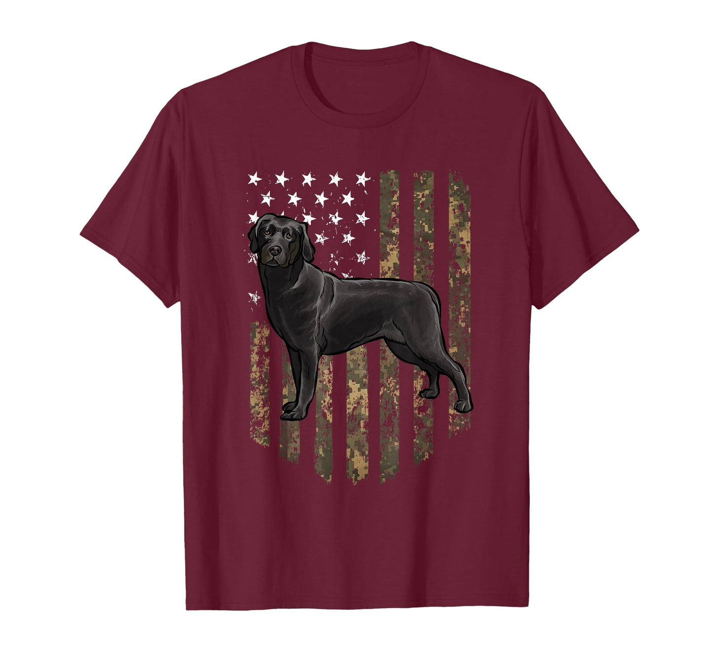 Camo American Flag Black Labrador Retriever 4th Of July USA T-Shirt