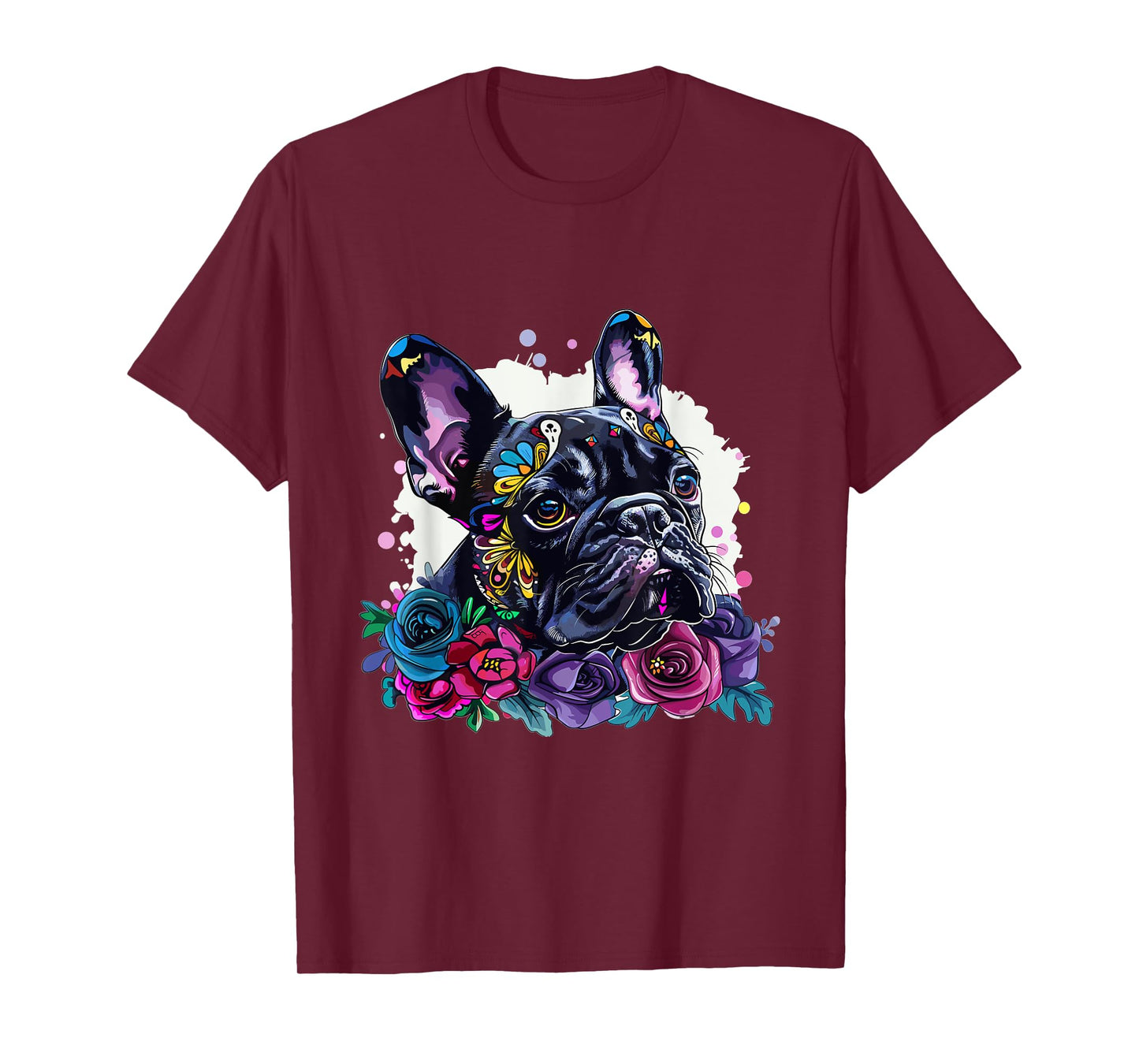 French Bulldog Sugar Skull Dia De Los Muertos Graphic T-Shirt