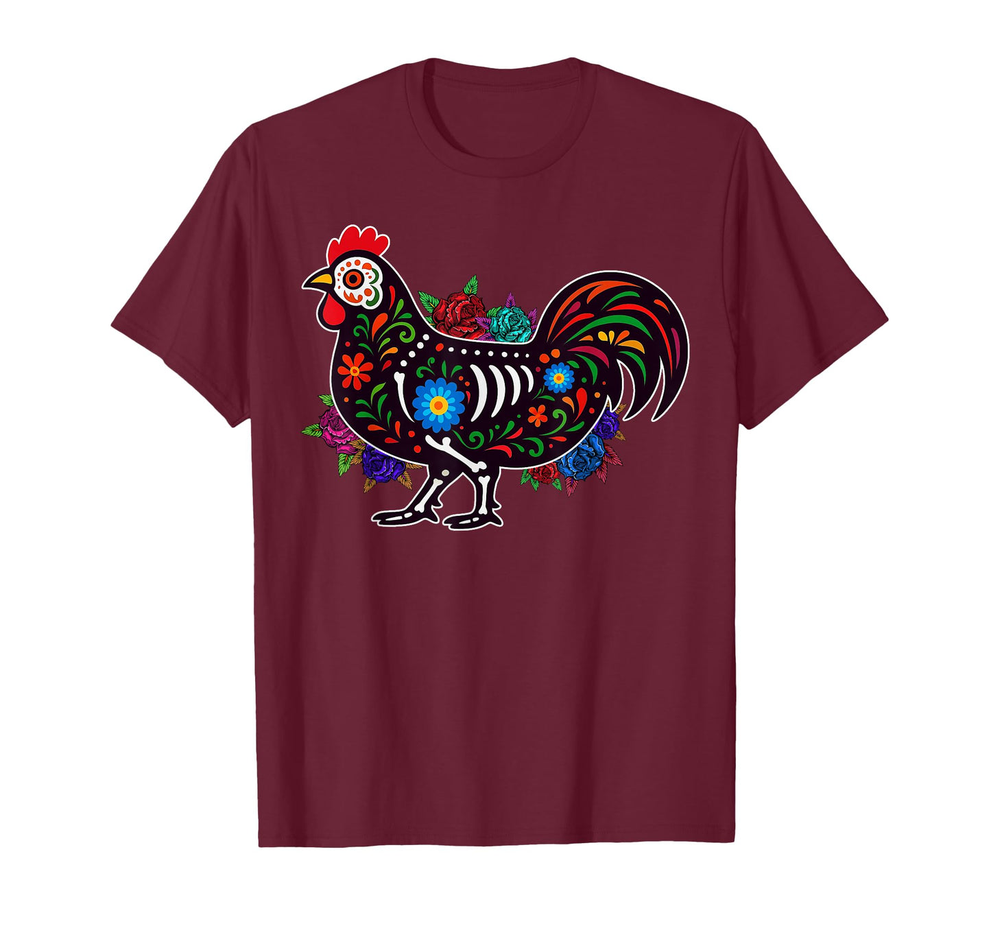 Sugar Skull Chicken Dia de Muertos Halloween Day of The Dead T-Shirt