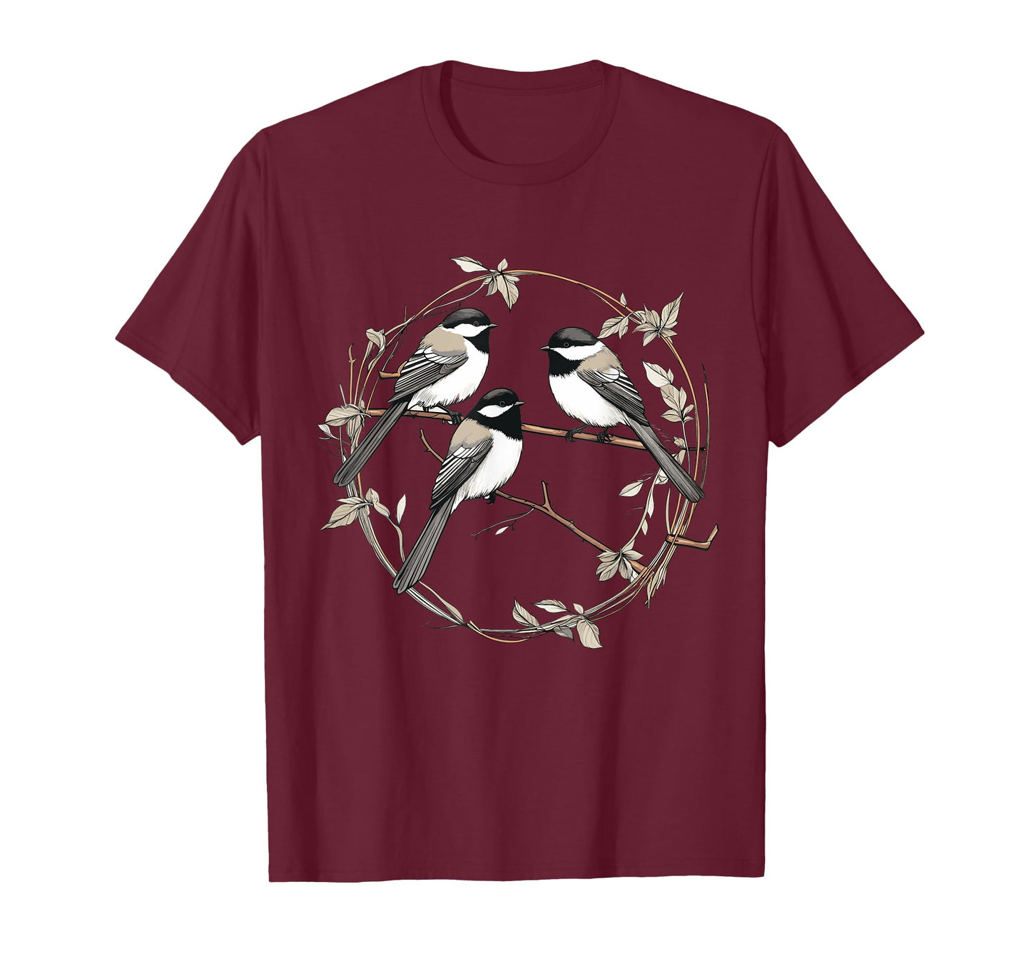 Black capped Chickadee Geometric Patten Art,Cute Bird Lover T-Shirt