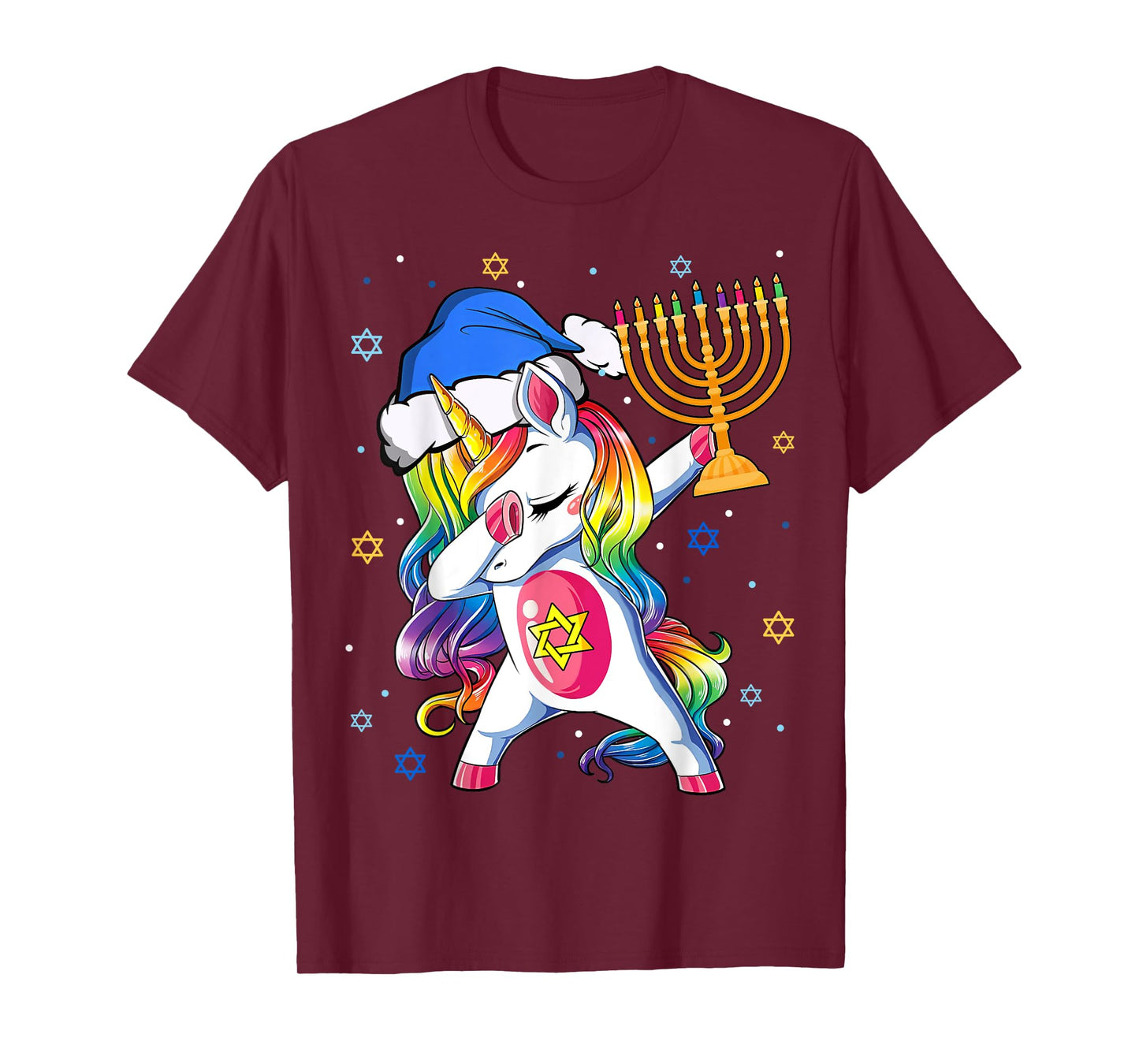 Jewnicorn Funny Hanukkah Unicorn Gift Girl Women Pajamas T-Shirt