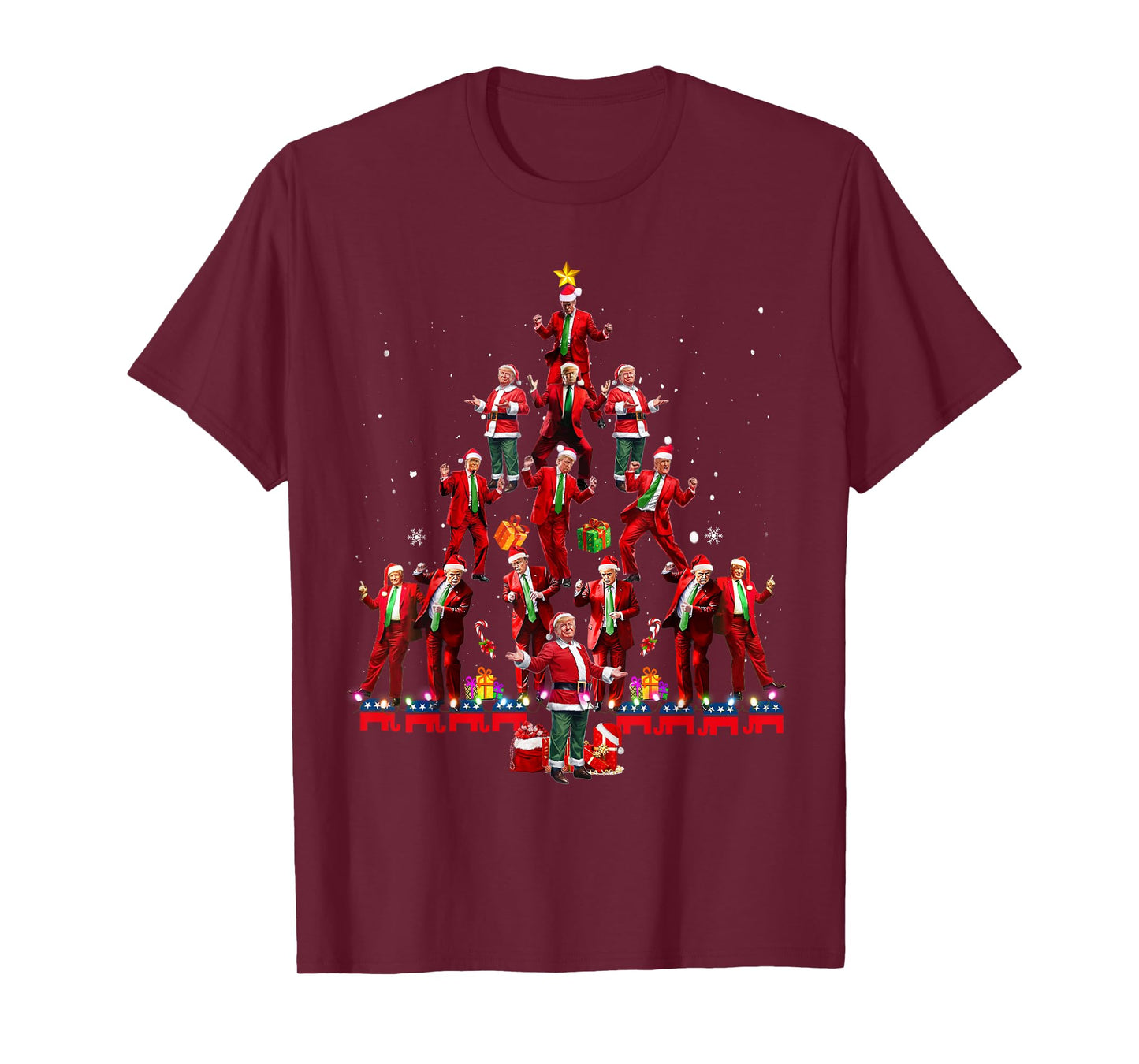 Funny Santa Trump Dance Tree Christmas Pajama Xmas Boys Mens T-Shirt
