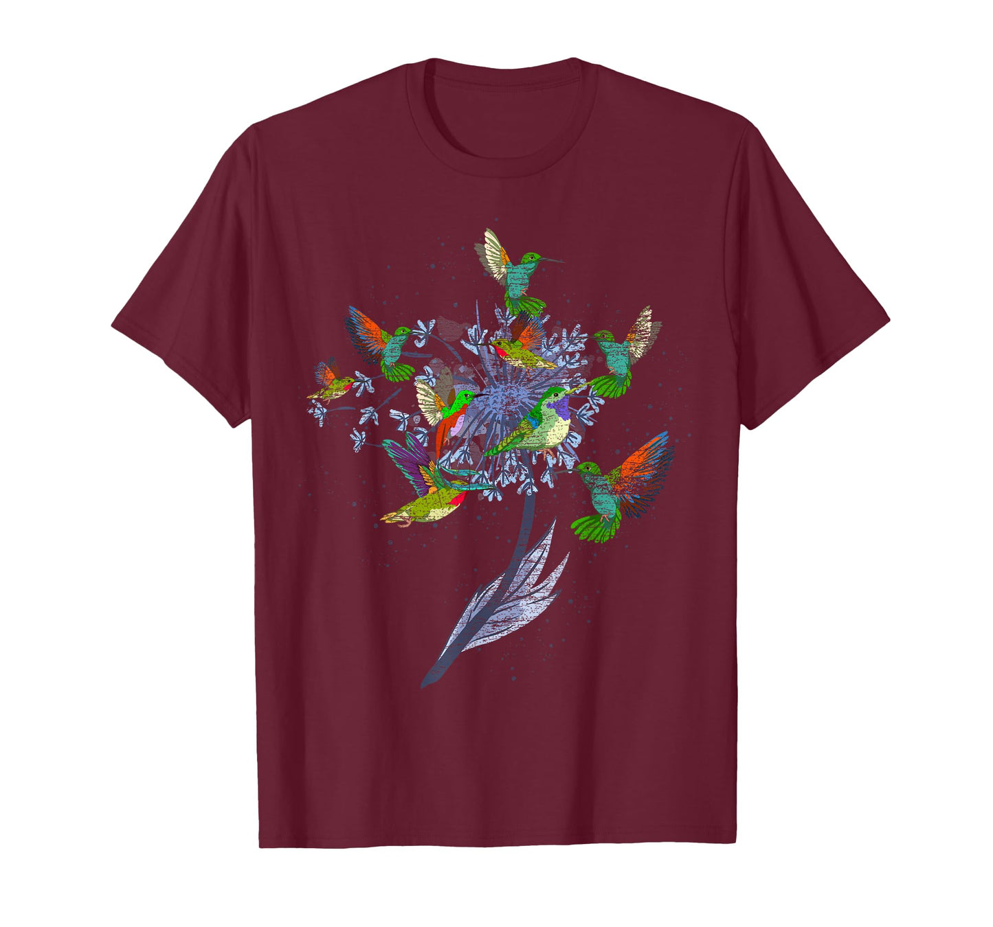 Vintage Nature Animal Bird Lover Flowers Pretty Hummingbird T-Shirt