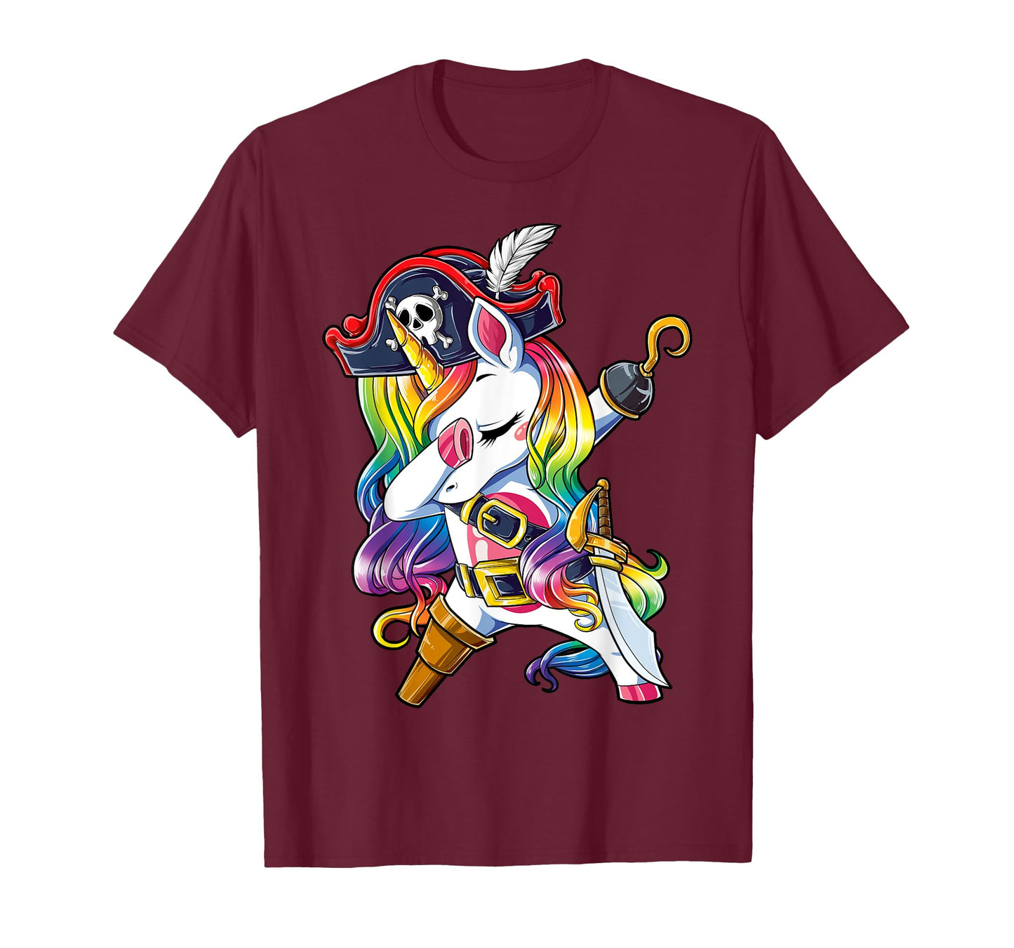Dabbing Unicorn Pirate Jolly Roger Costume Kids Girls Boys T-Shirt