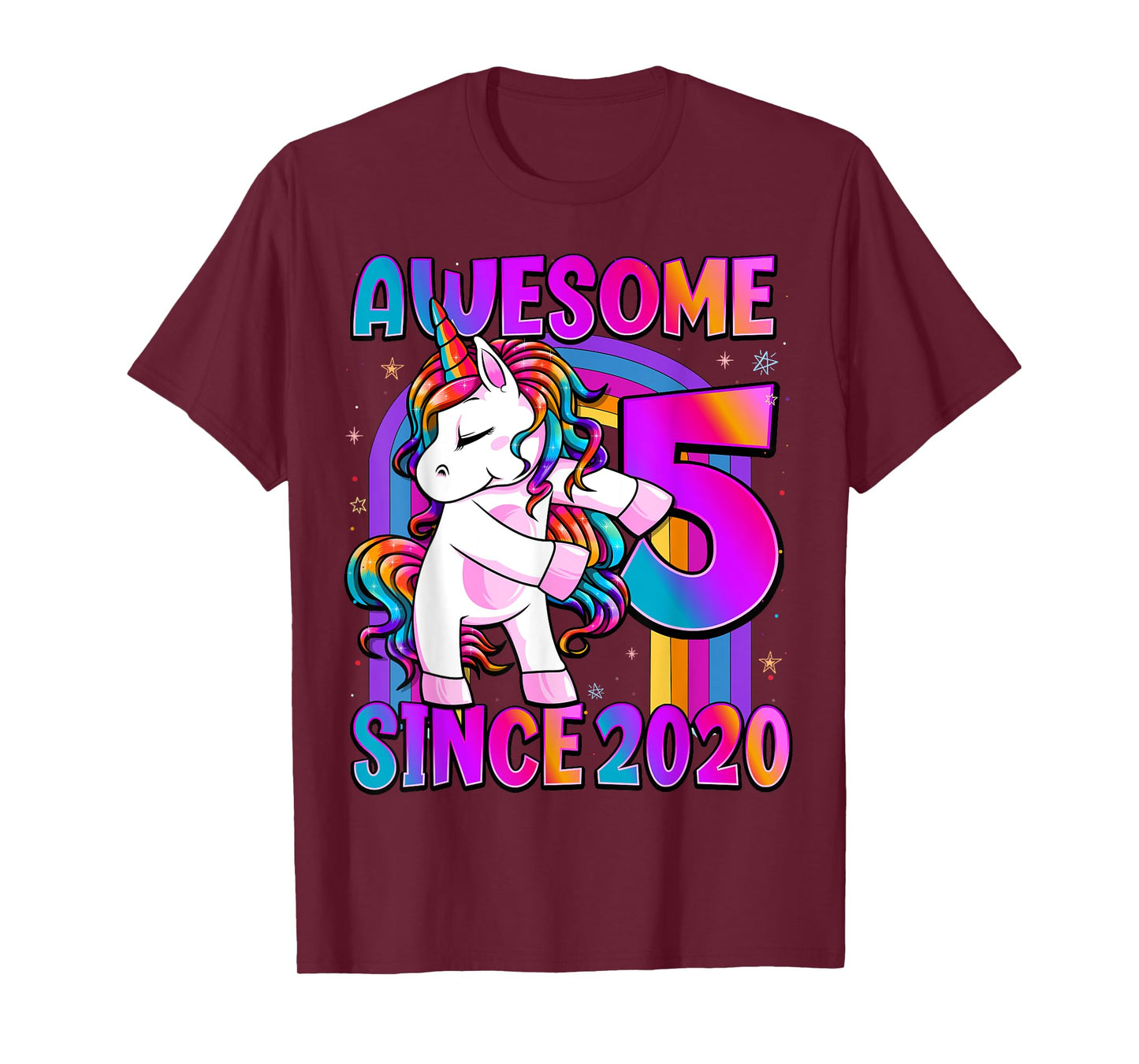 Flossing Unicorn 5 Year Old 5th Birthday Girl Unicorn Party T-Shirt