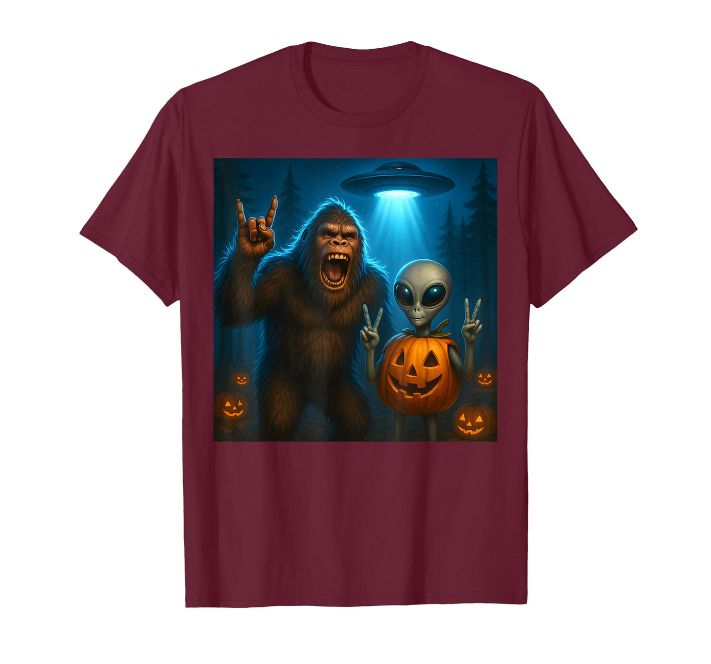 Bigfoot Alien Halloween T-Shirt