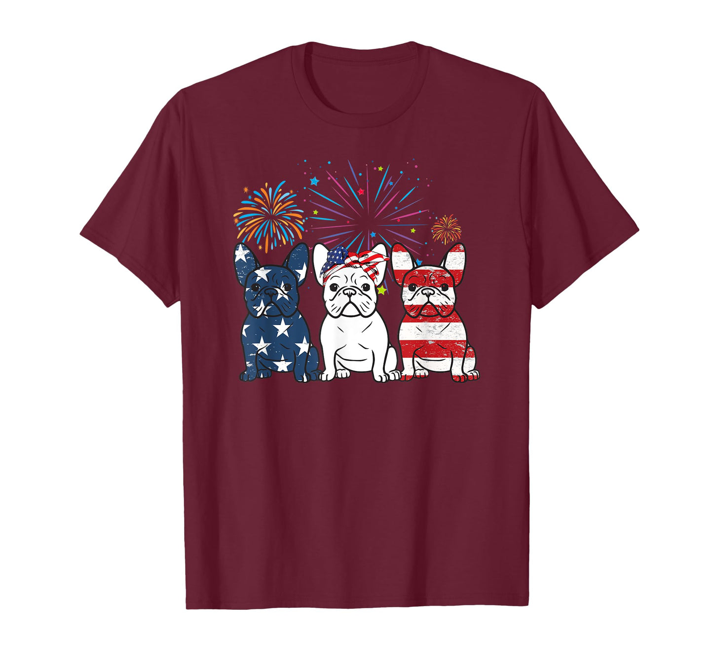 French Bulldog American Flag 4th Of July Independence Day Women Kids Men T-Shirt