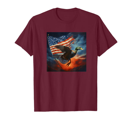 Duck Hunter American Flag Waterfowl Starry Night Men T-Shirt