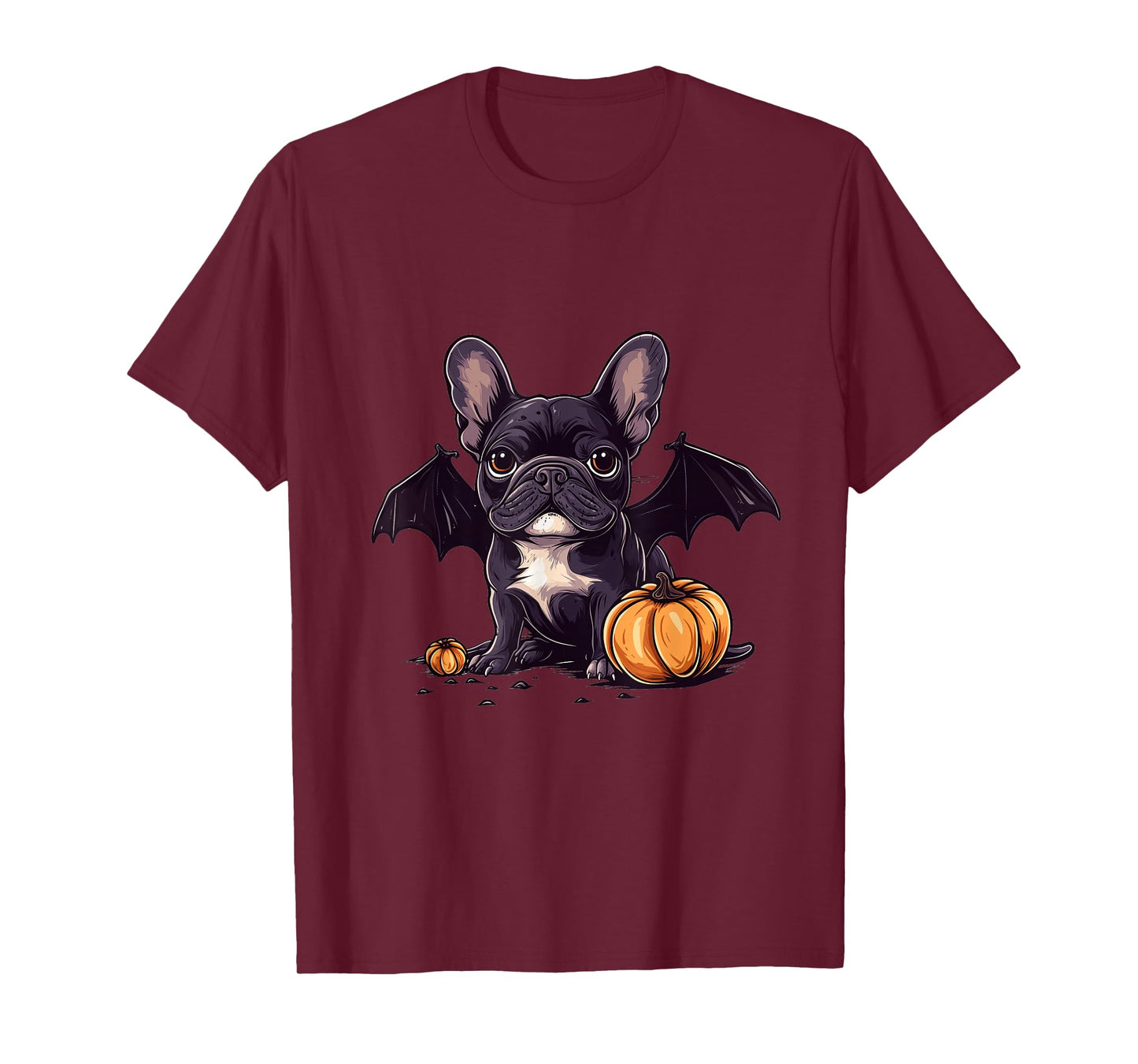 Cute Halloween French Bulldog Bat Wings Pumpkin Spooky Dog T-Shirt