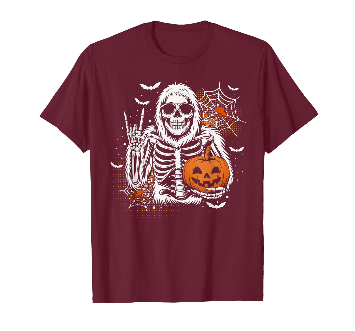 Skeleton Bigfoot Jack-O-Lantern Spooky Halloween Boys Mens T-Shirt