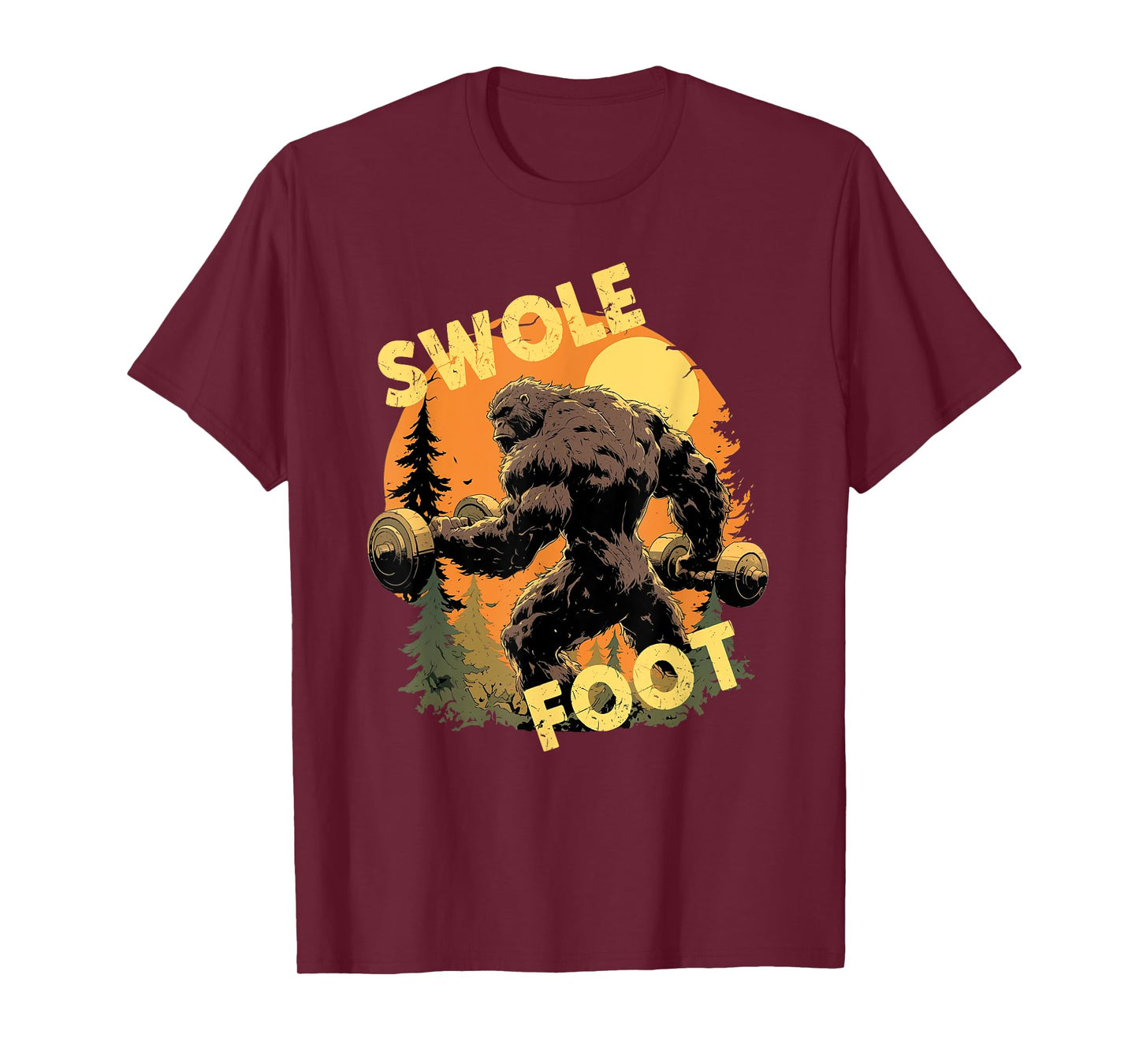 Bigfoot Weightlift Swole Foot Exercise Gym Funny Sasquatch T-Shirt