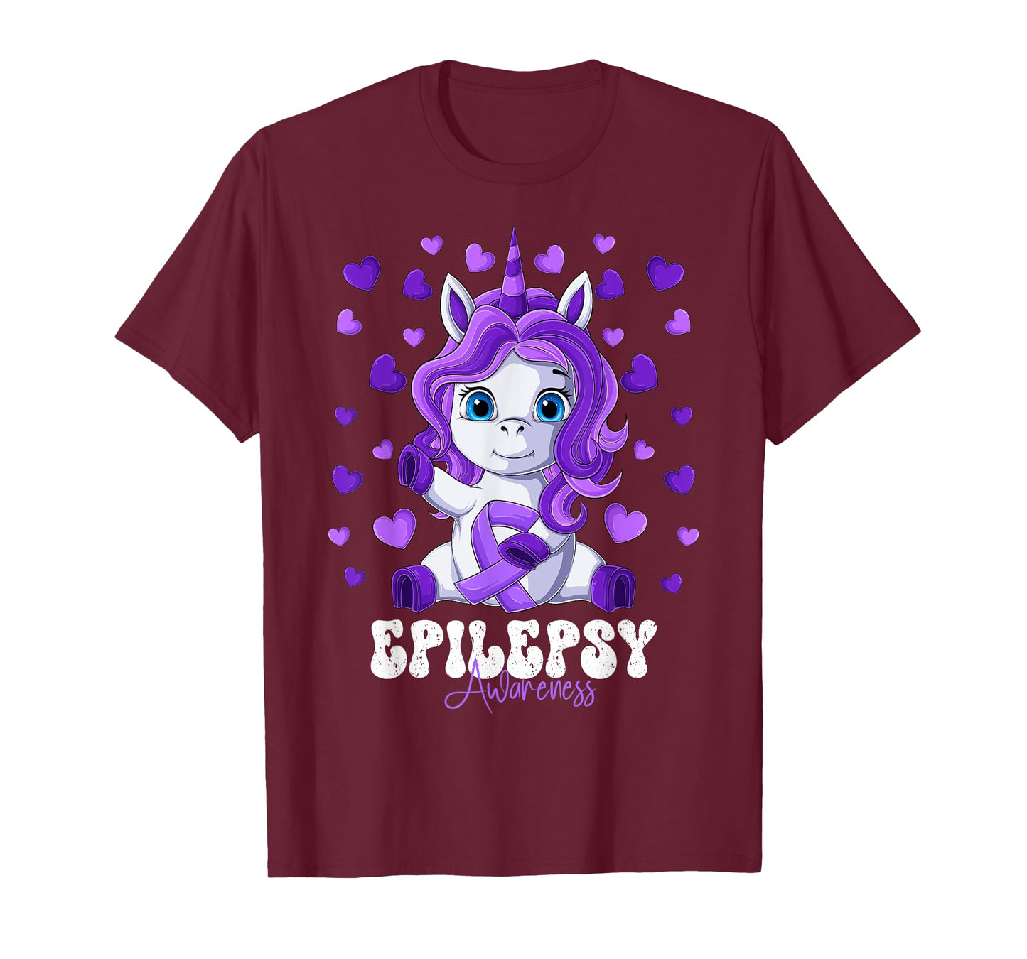 Epilepsy Awareness Month Purple Ribbon Unicorn T-Shirt