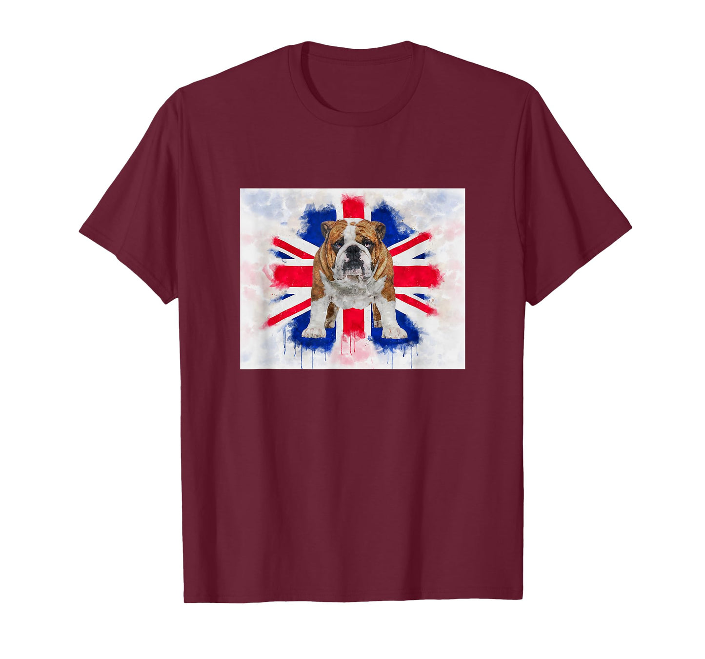 British Bulldog on Dripping Painted Union Jack Flag English T-Shirt