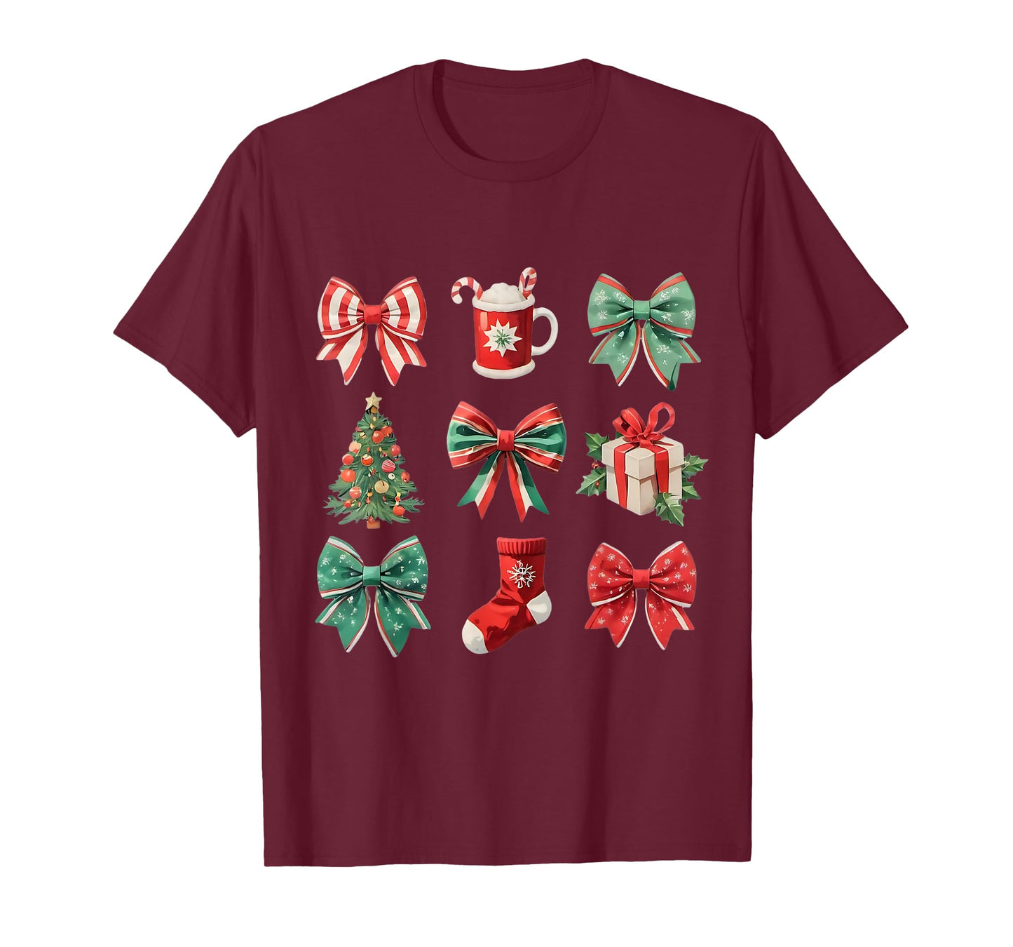 Christmas Coquette Bows Retro Xmas Season Women Girls Kids T-Shirt