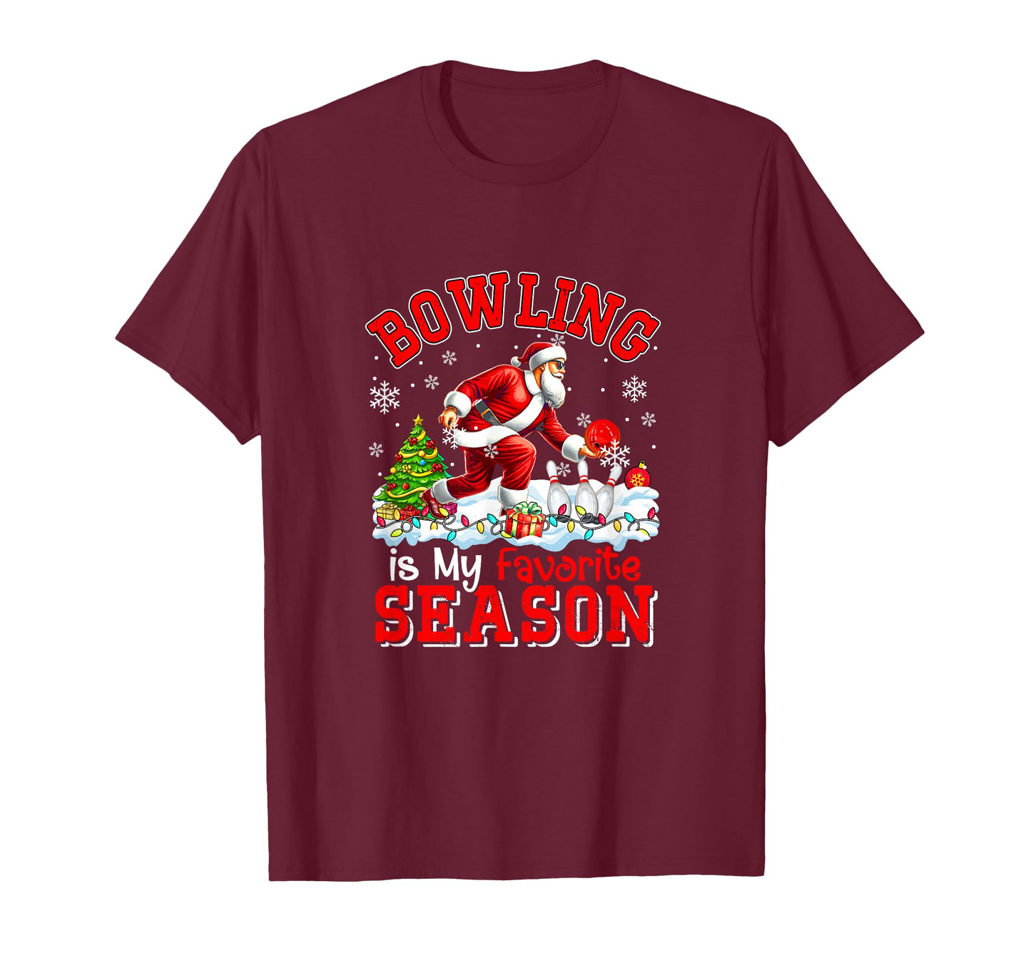 Bowling is Favorite Season Costume Player Christmas Santa T-Shirt