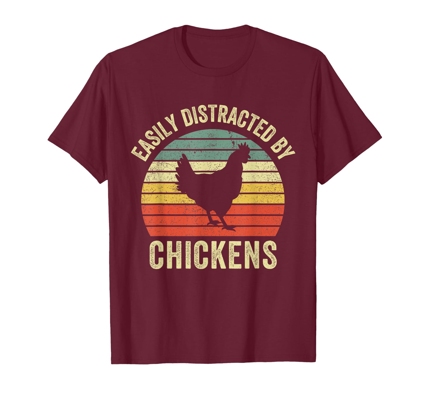 Easily Distracted By Chickens Funny Vintage Chicken Farm T-Shirt