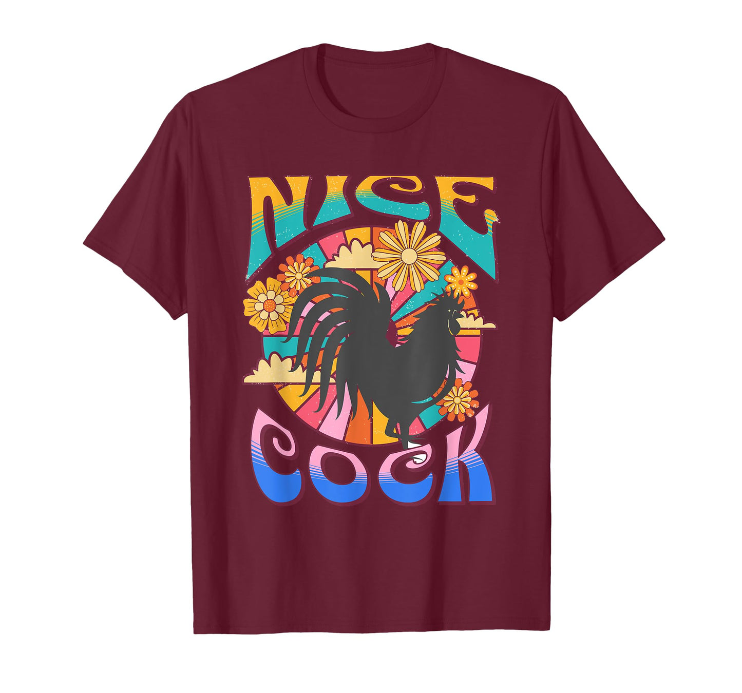 NICE COCK Black Light Funny Hippie Peace Love Retro Vintage T-Shirt