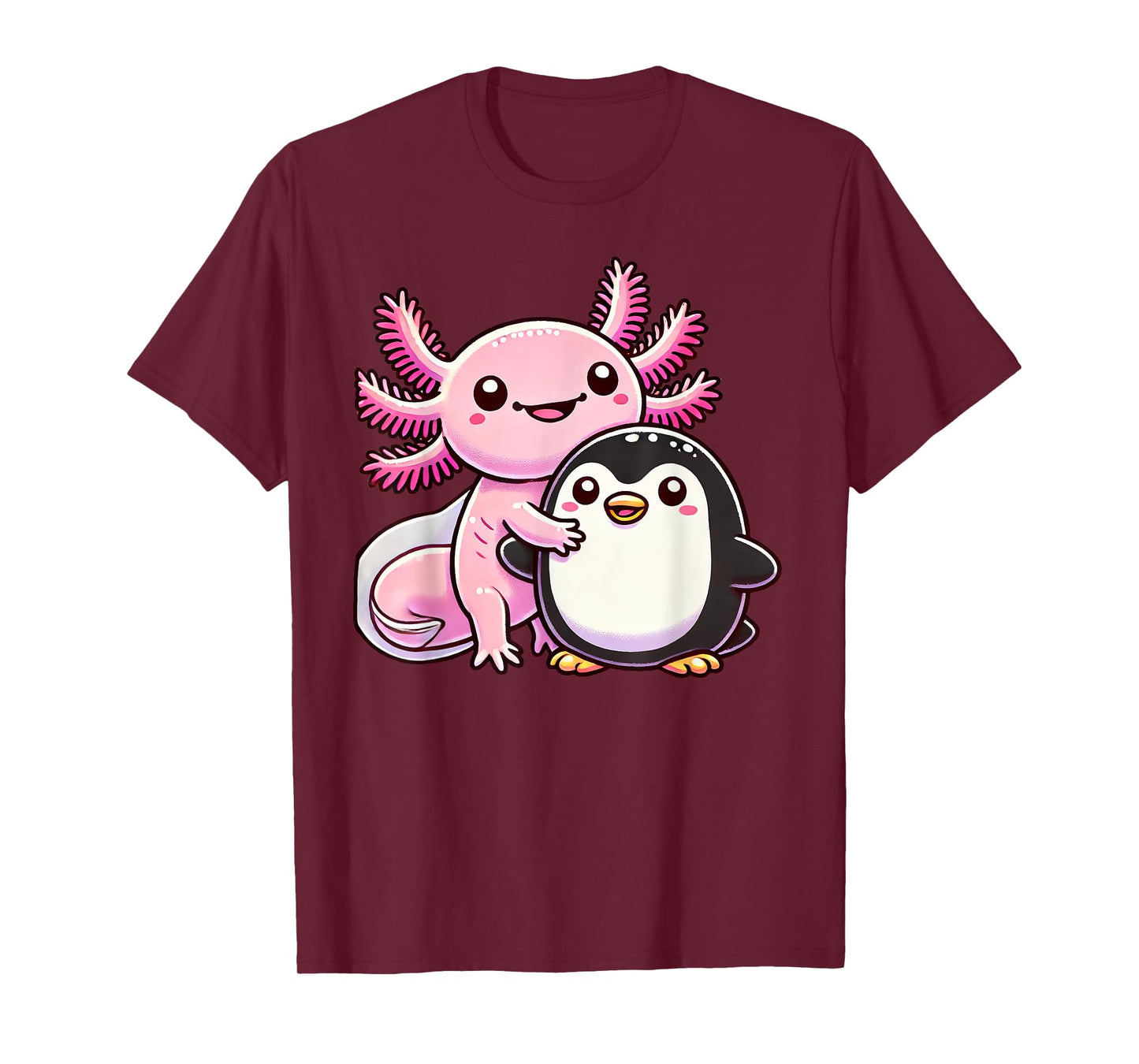 Cute Axolotl Hugging Penguin T-Shirt