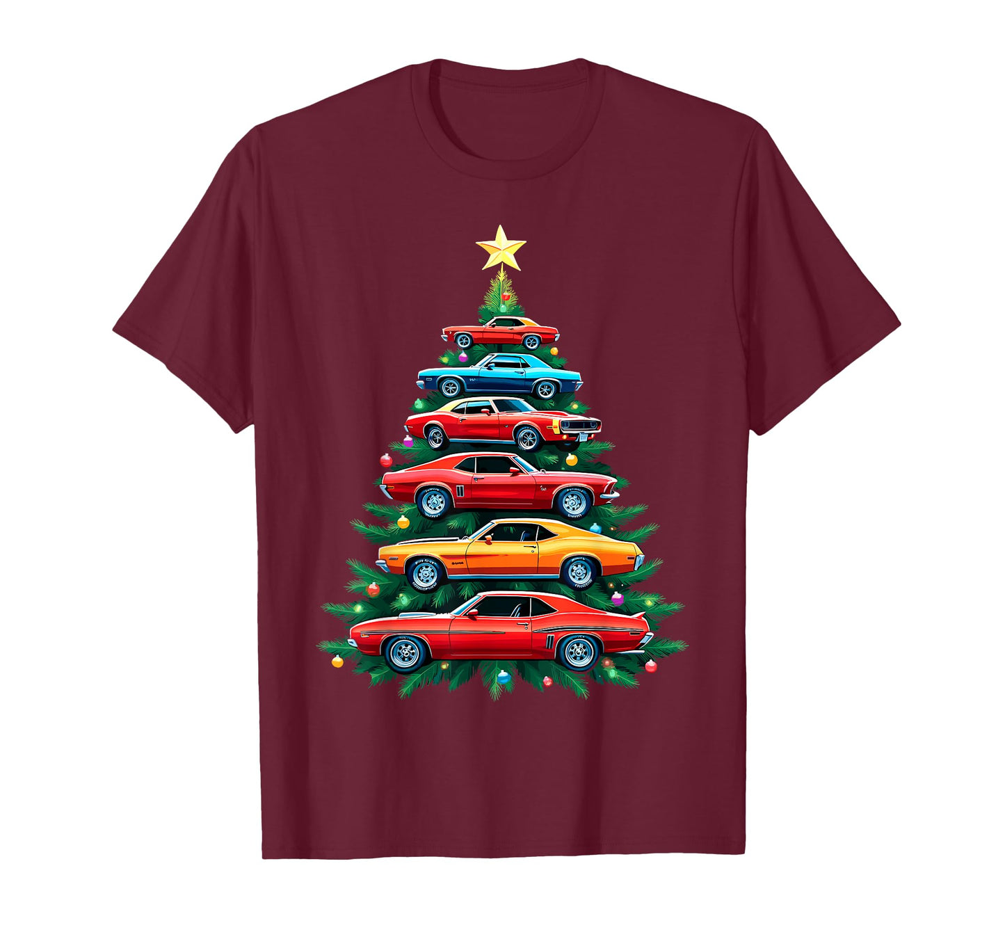 Vintage Retro Car Christmas Tree Xmas Holidays New Year T-Shirt