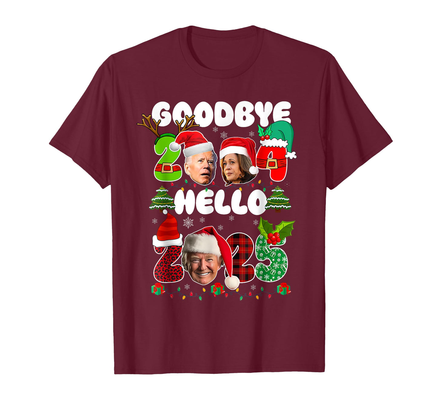 Funny Goodbye 2024 Hello 2025 TRUMP Christmas New Year's Eve T-Shirt