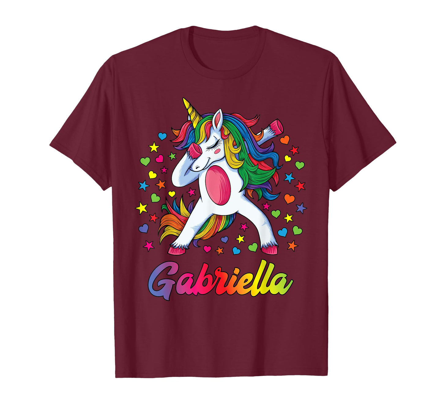 Gabriella Dabbing Unicorn Rainbow Personalized Name Custom T-Shirt