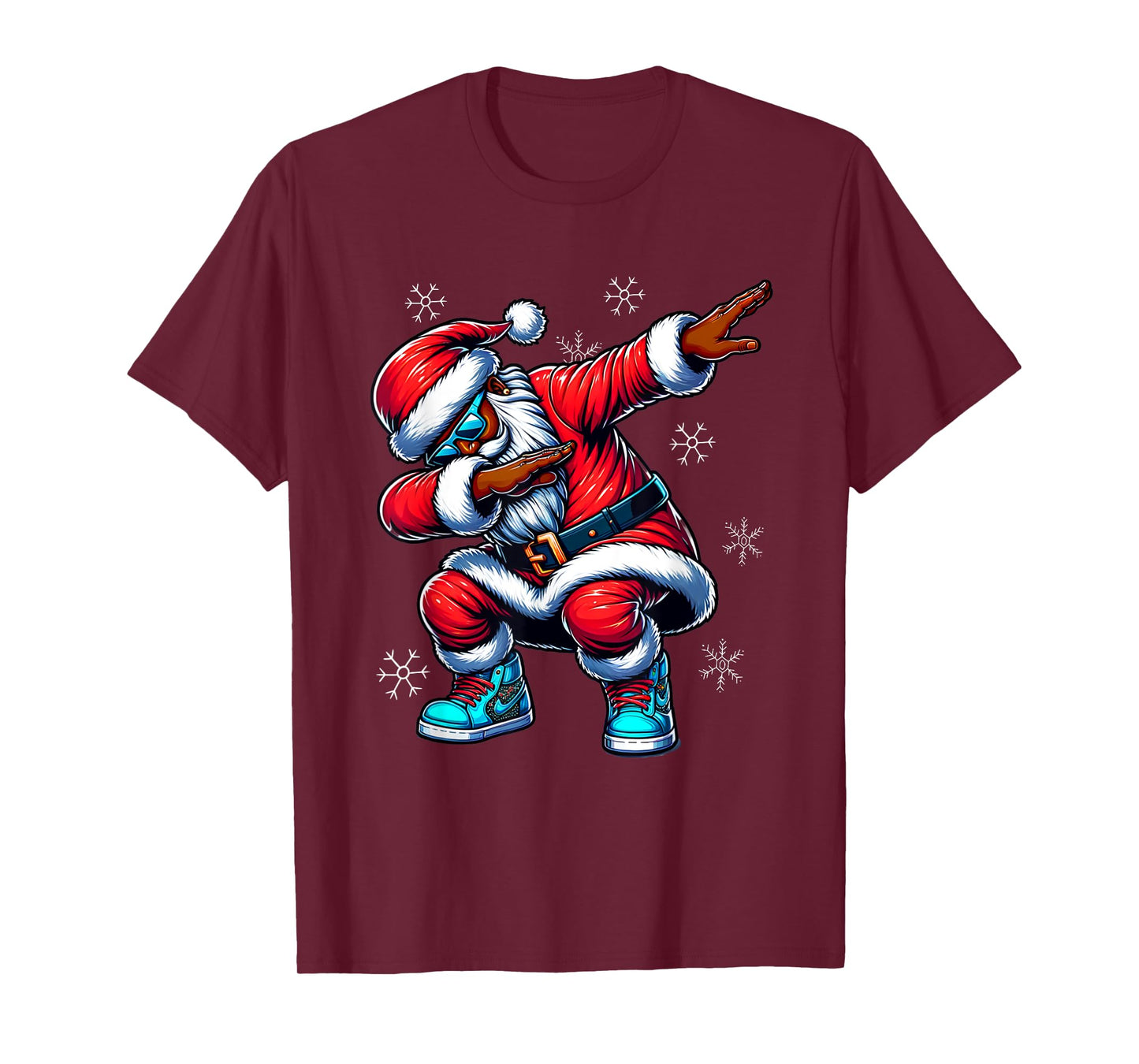 African American Christmas Dabbing Afro Santa Claus PJ T-Shirt