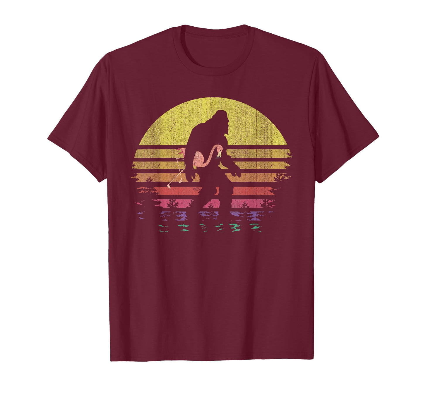 Bigfoot Flamingo Yeti Sasquatch Vintage Sunset T-Shirt